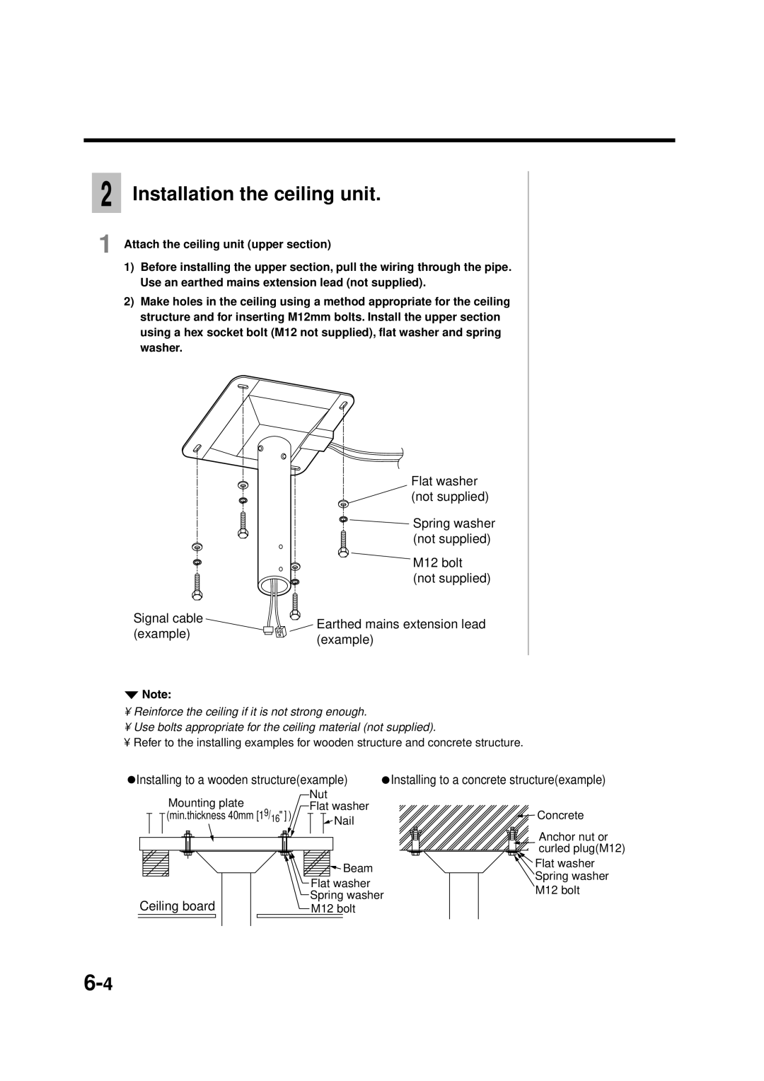 Panasonic TY-ST42PT3S, TY-WK42PV1 Installation the ceiling unit, Installing to a wooden structureexample, Ceiling board 