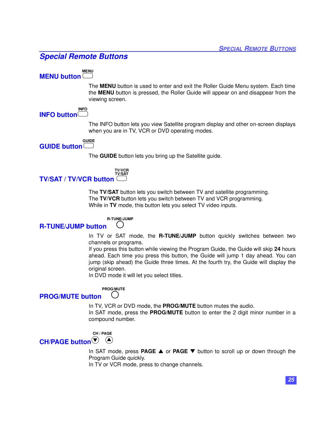 Panasonic TZ-DBS01 operating instructions Special Remote Buttons 