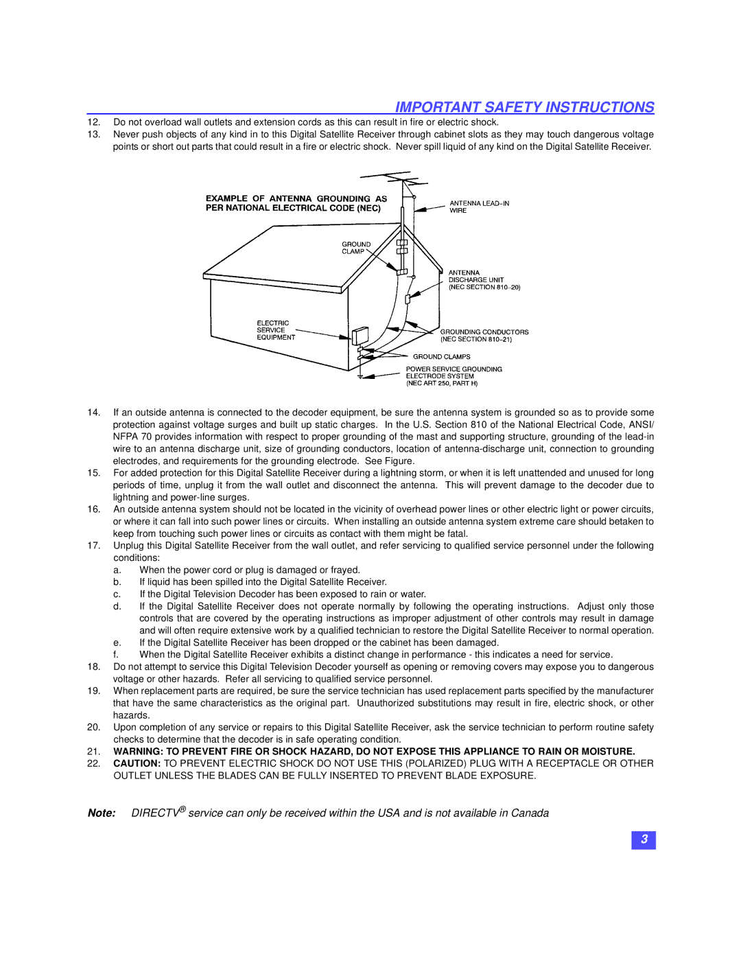 Panasonic TZ-DBS01 operating instructions Important Safety Instructions 