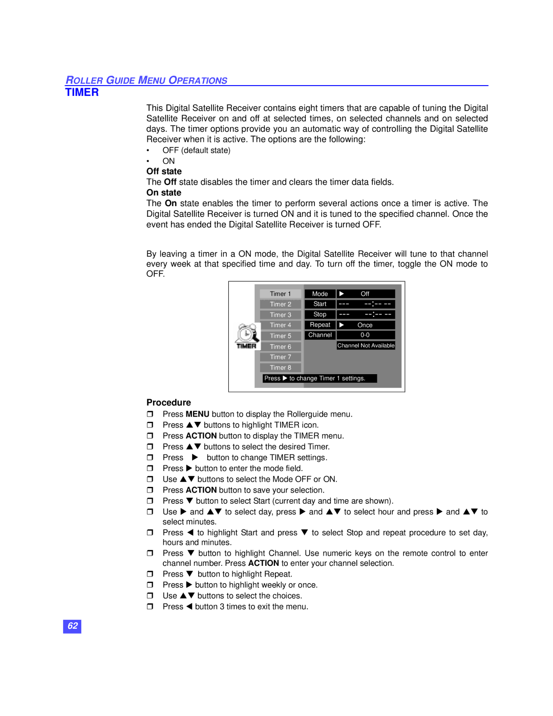 Panasonic TZ-DBS01 operating instructions Off state, On state 