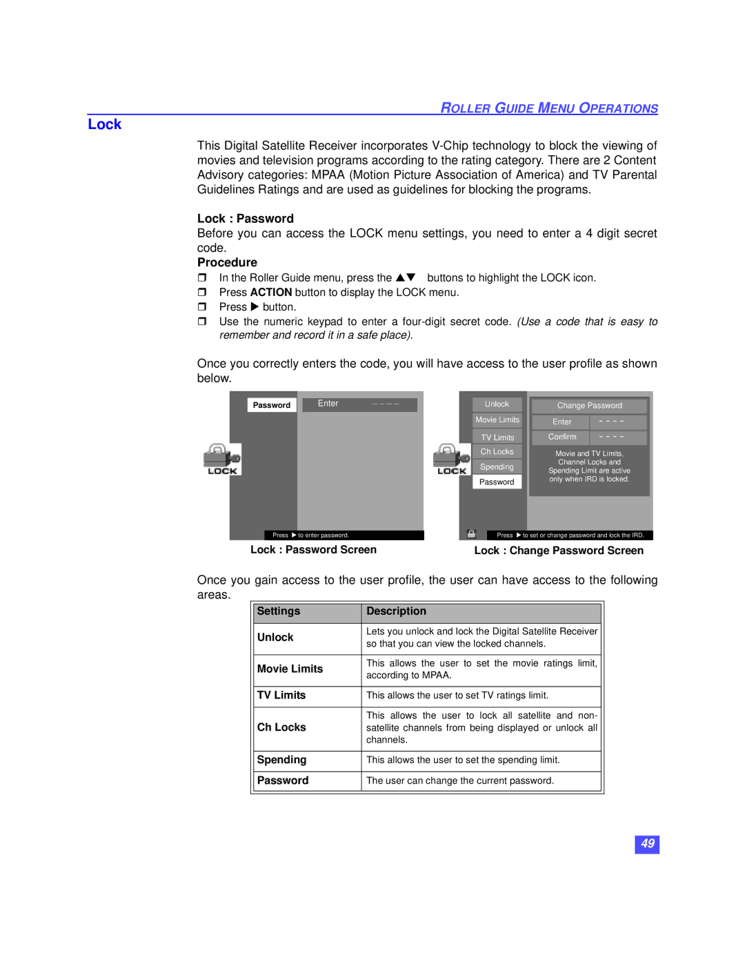 Panasonic TZ-DRD100 operating instructions Lock Password 