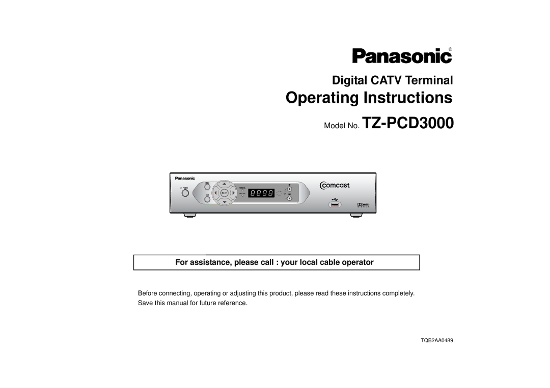 Panasonic TZ-PCD3000 manual Operating Instructions, Digital Catv Terminal 