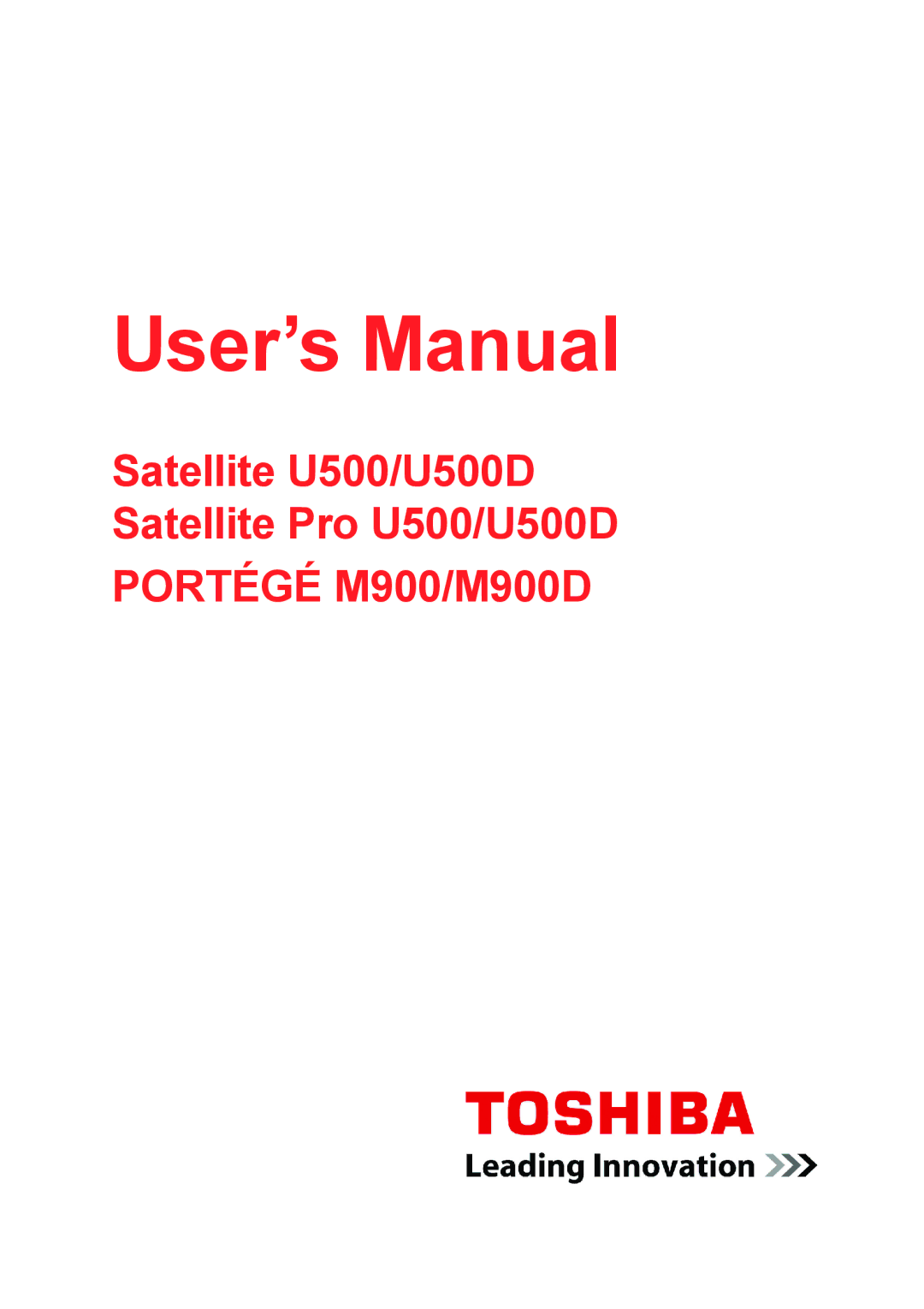 Panasonic U500D user manual User’s Manual 