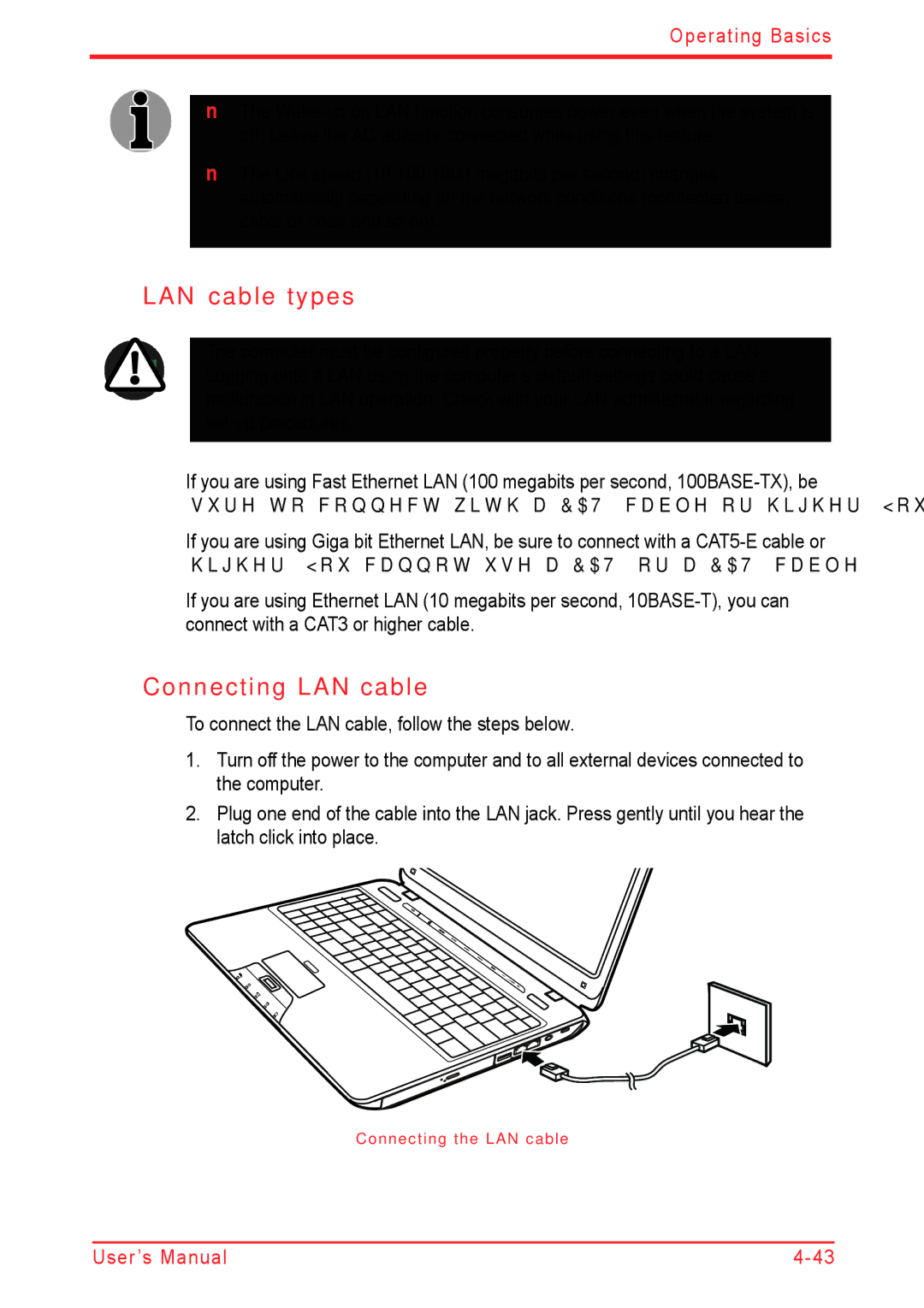 Panasonic U500D user manual LAN cable types, Connecting LAN cable 