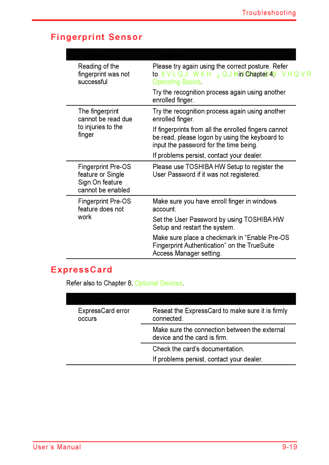 Panasonic U500D user manual Fingerprint Sensor, ExpressCard 