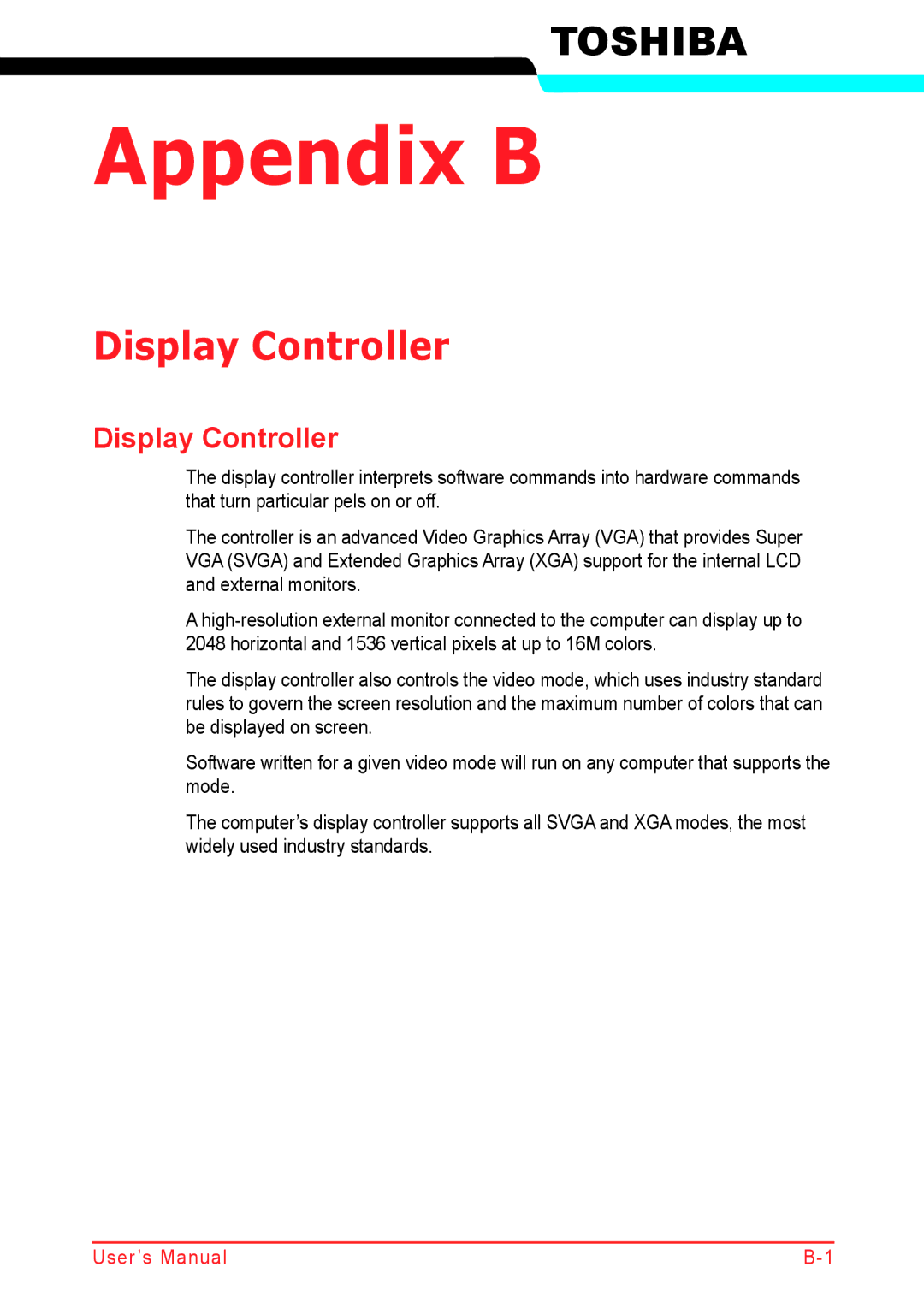 Panasonic U500D user manual Display Controller 