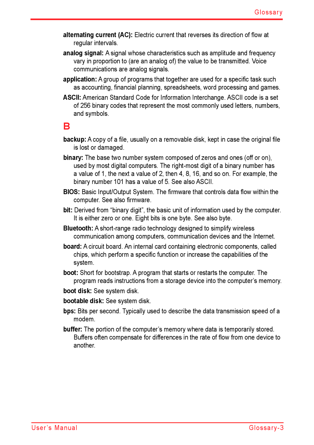 Panasonic U500D user manual Glossary 