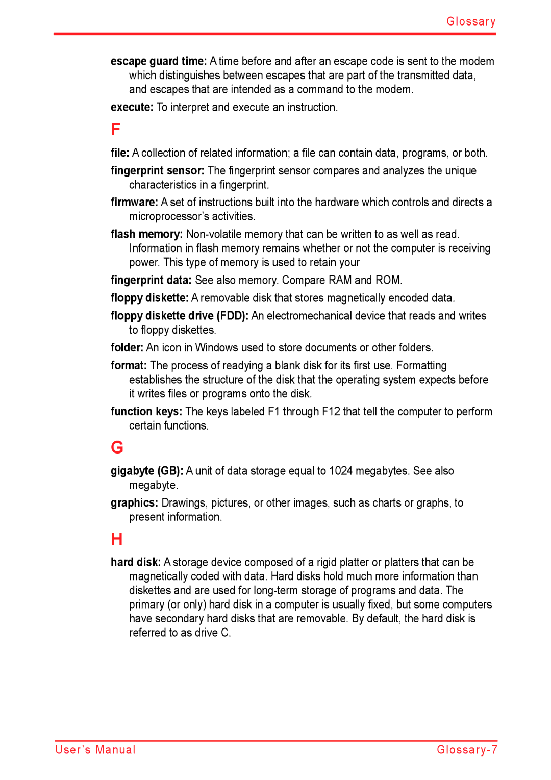 Panasonic U500D user manual Glossary 