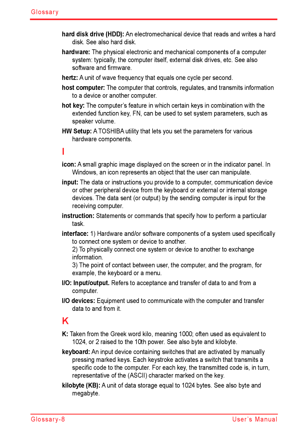 Panasonic U500D user manual Glossary 