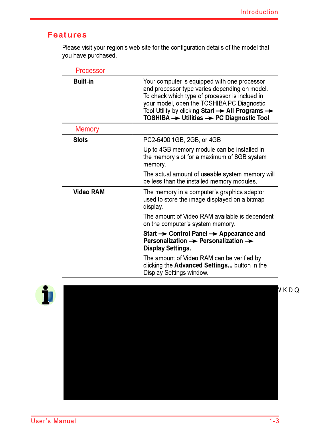 Panasonic U500D user manual Features, Processor, Memory 