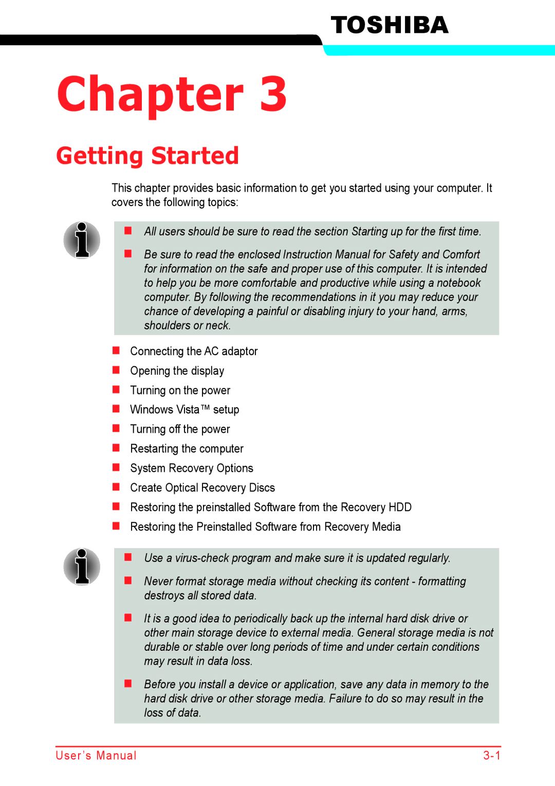 Panasonic U500D user manual Getting Started 