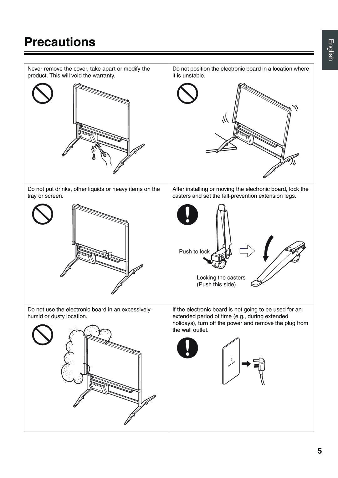 Panasonic UB-5315 installation manual Precautions 