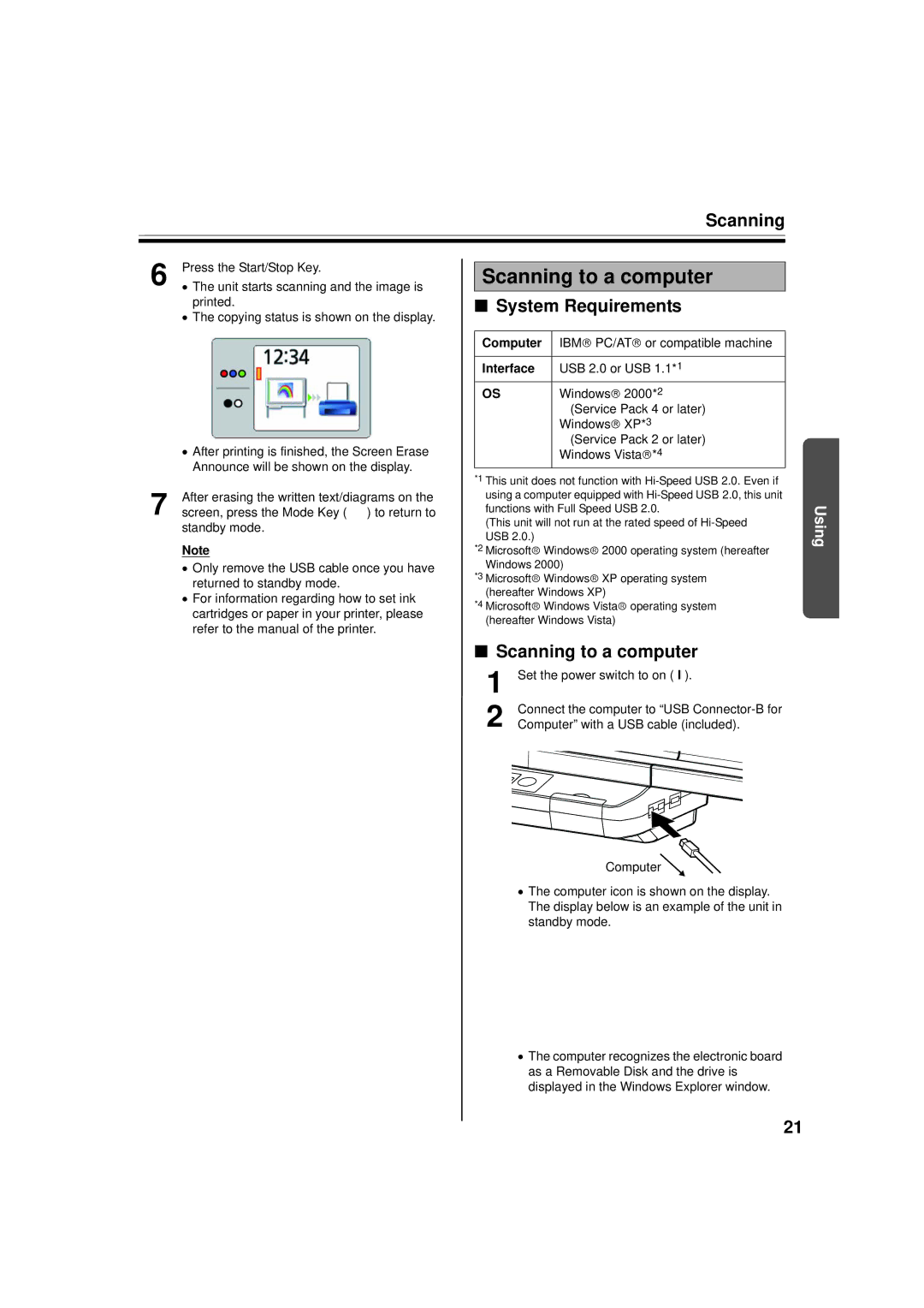 Panasonic UB-5338C, UB-5838C operating instructions Scanning to a computer, System Requirements, Computer, Interface 