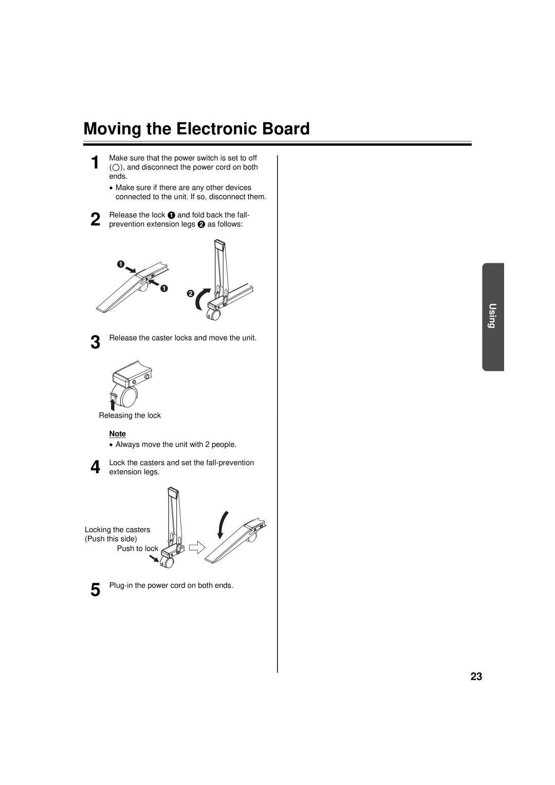 Panasonic UB-5338C, UB-5838C operating instructions Moving the Electronic Board 