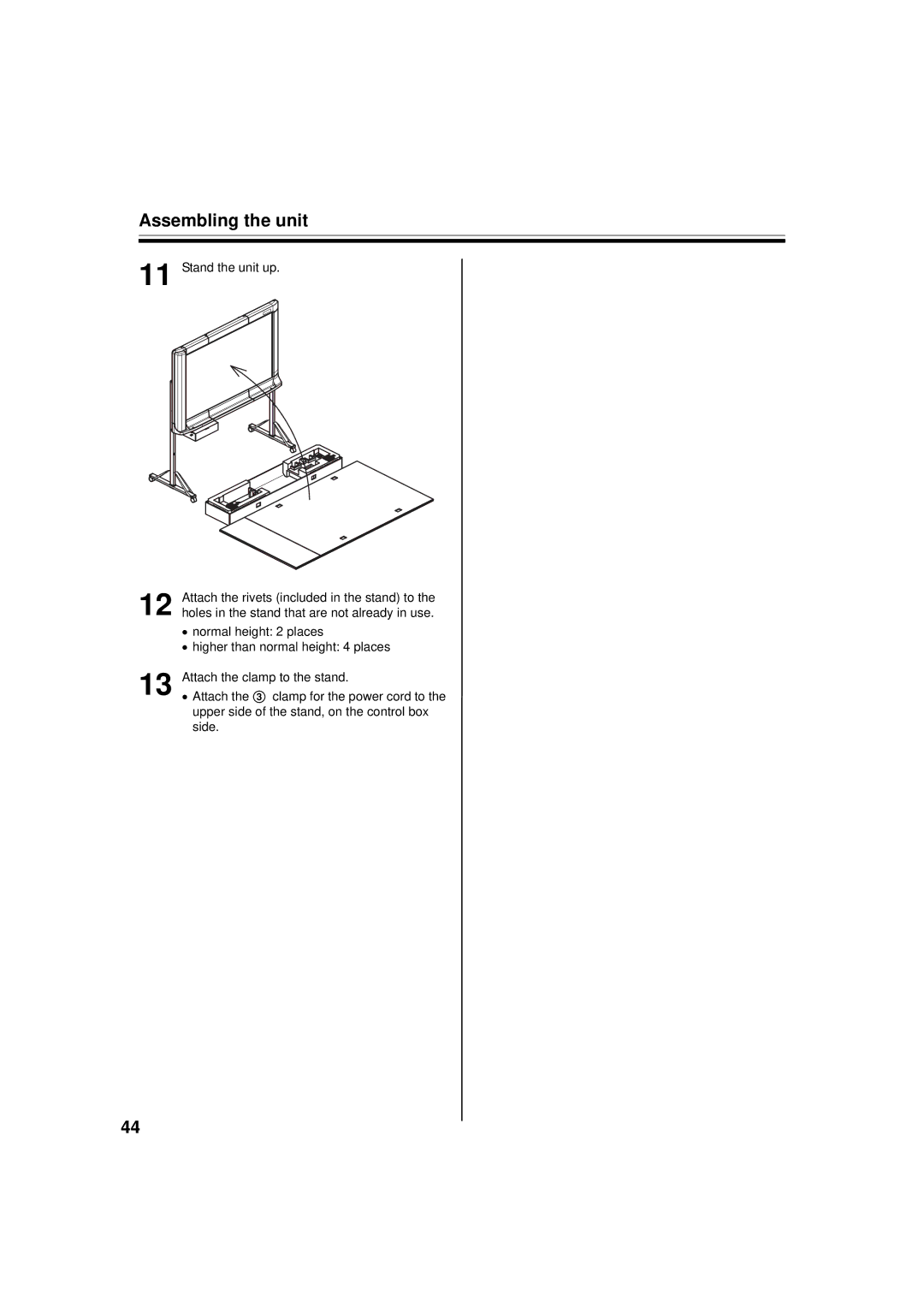 Panasonic UB-5838C, UB-5338C operating instructions Assembling the unit 