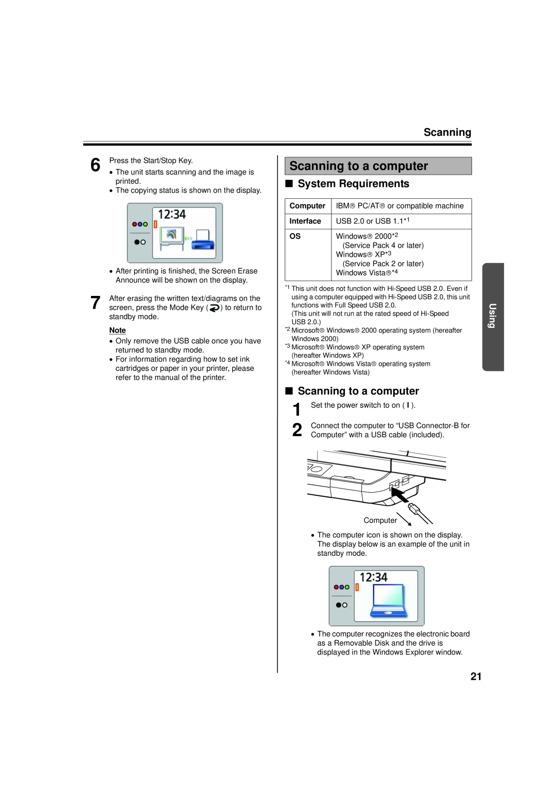Panasonic UB-5338C, UB-5838C operating instructions Scanning to a computer, System Requirements, Using, Computer, Interface 