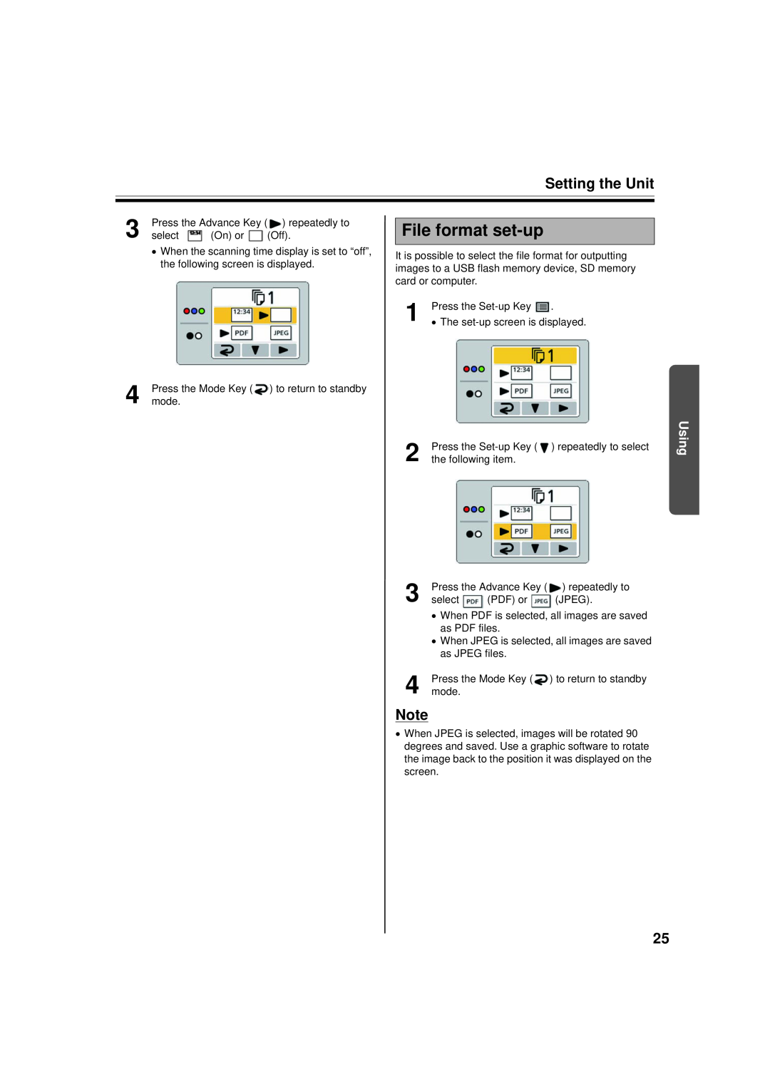 Panasonic UB-5338C, UB-5838C operating instructions File format set-up, Setting the Unit, Using 