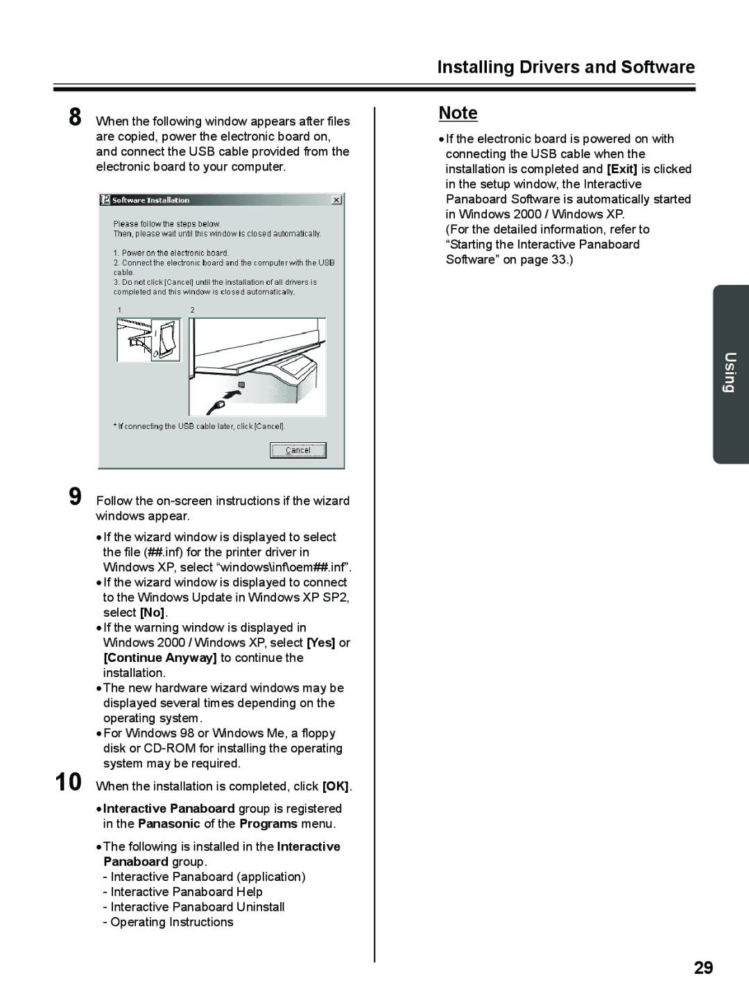 Panasonic UB-8325 operating instructions Installing Drivers and Software 