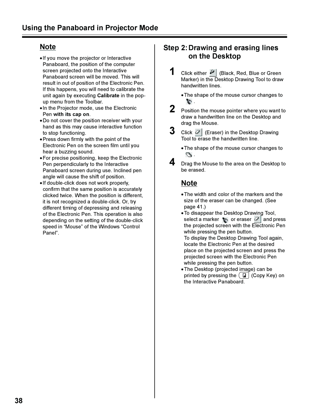 Panasonic UB-8325 operating instructions Drawing and erasing lines on the Desktop 