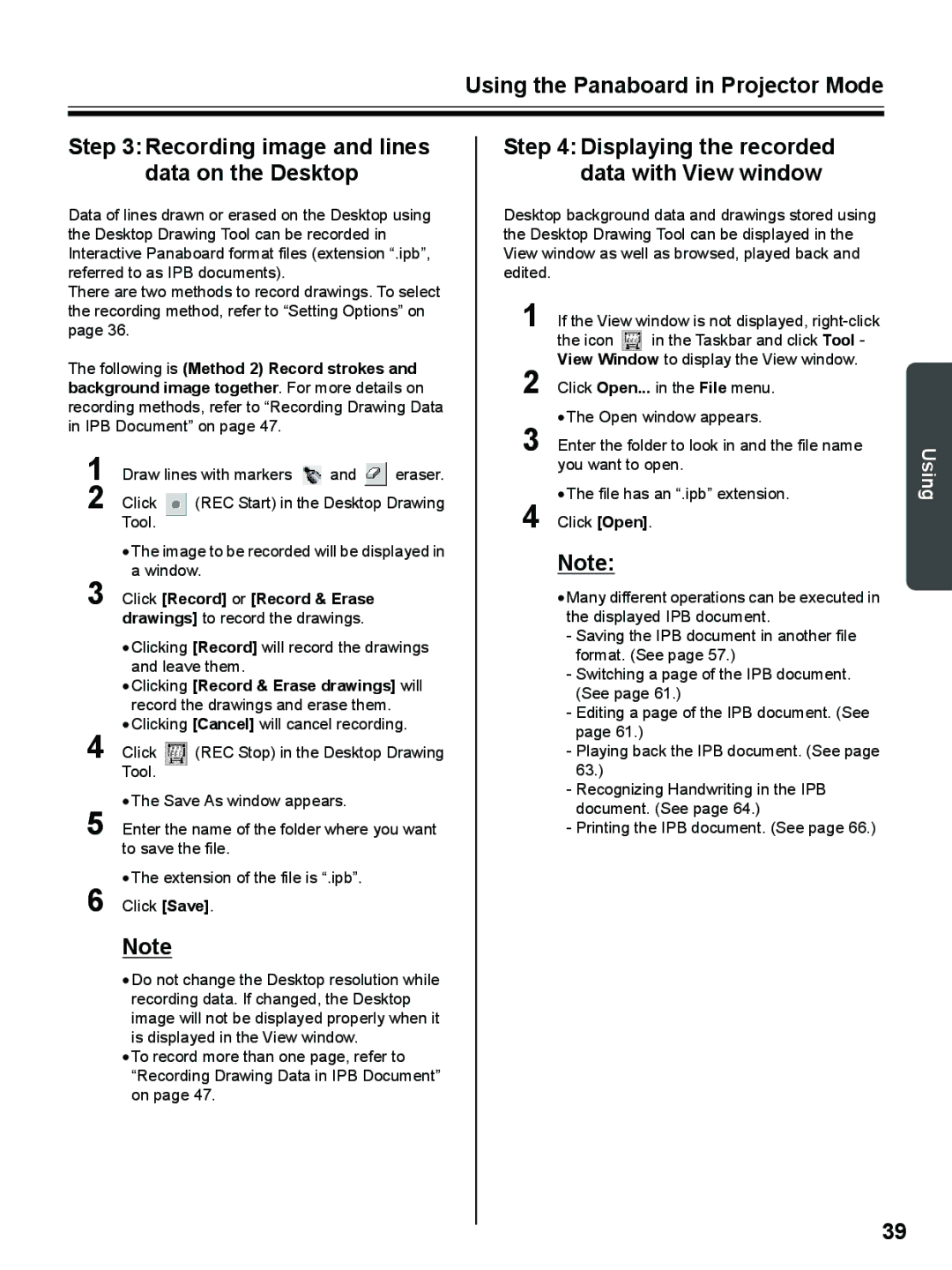 Panasonic UB-8325 operating instructions Click Record or Record & Erase, Clicking Record & Erase drawings will 