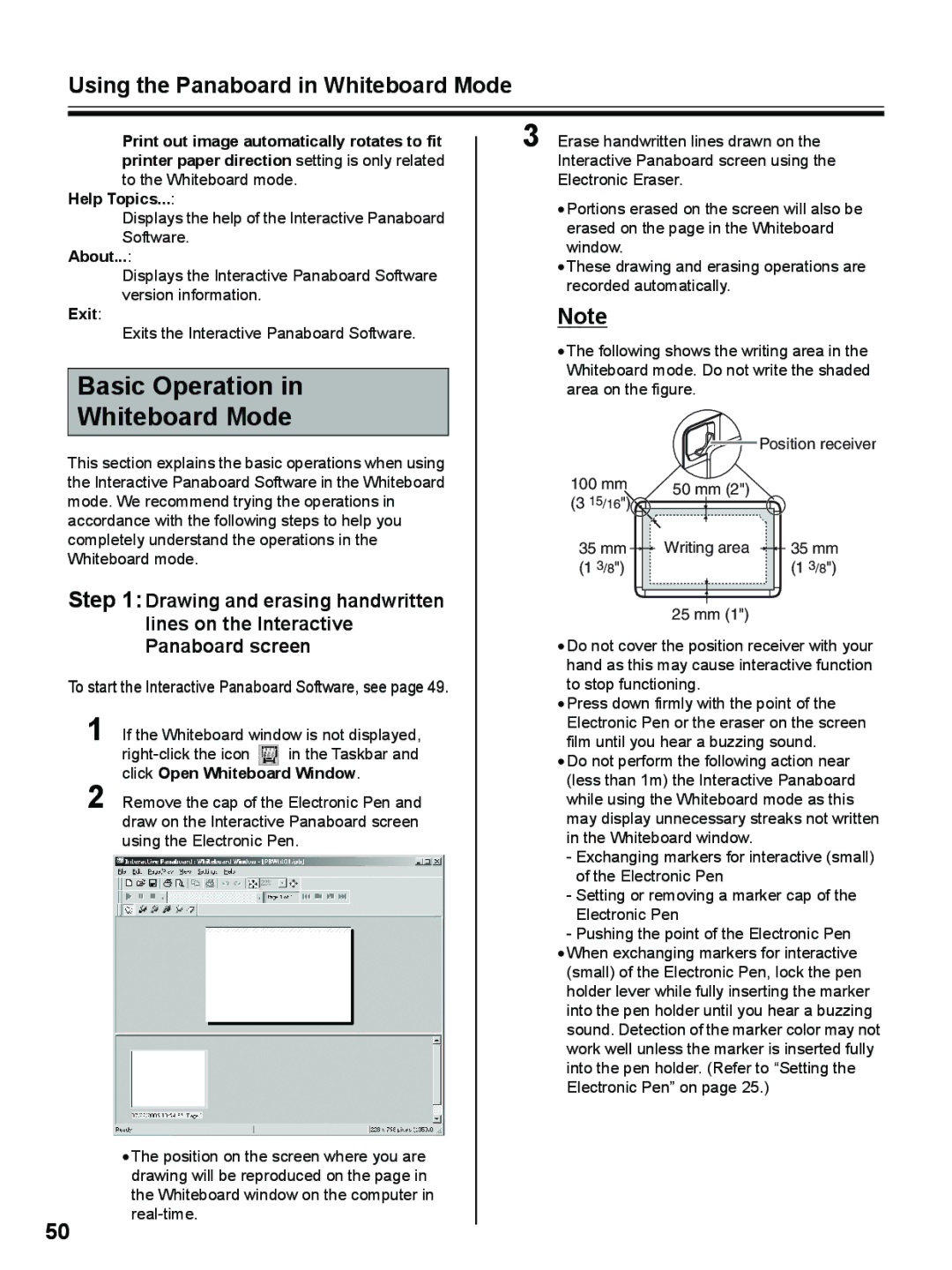 Panasonic UB-8325 operating instructions Basic Operation Whiteboard Mode, Click Open Whiteboard Window 