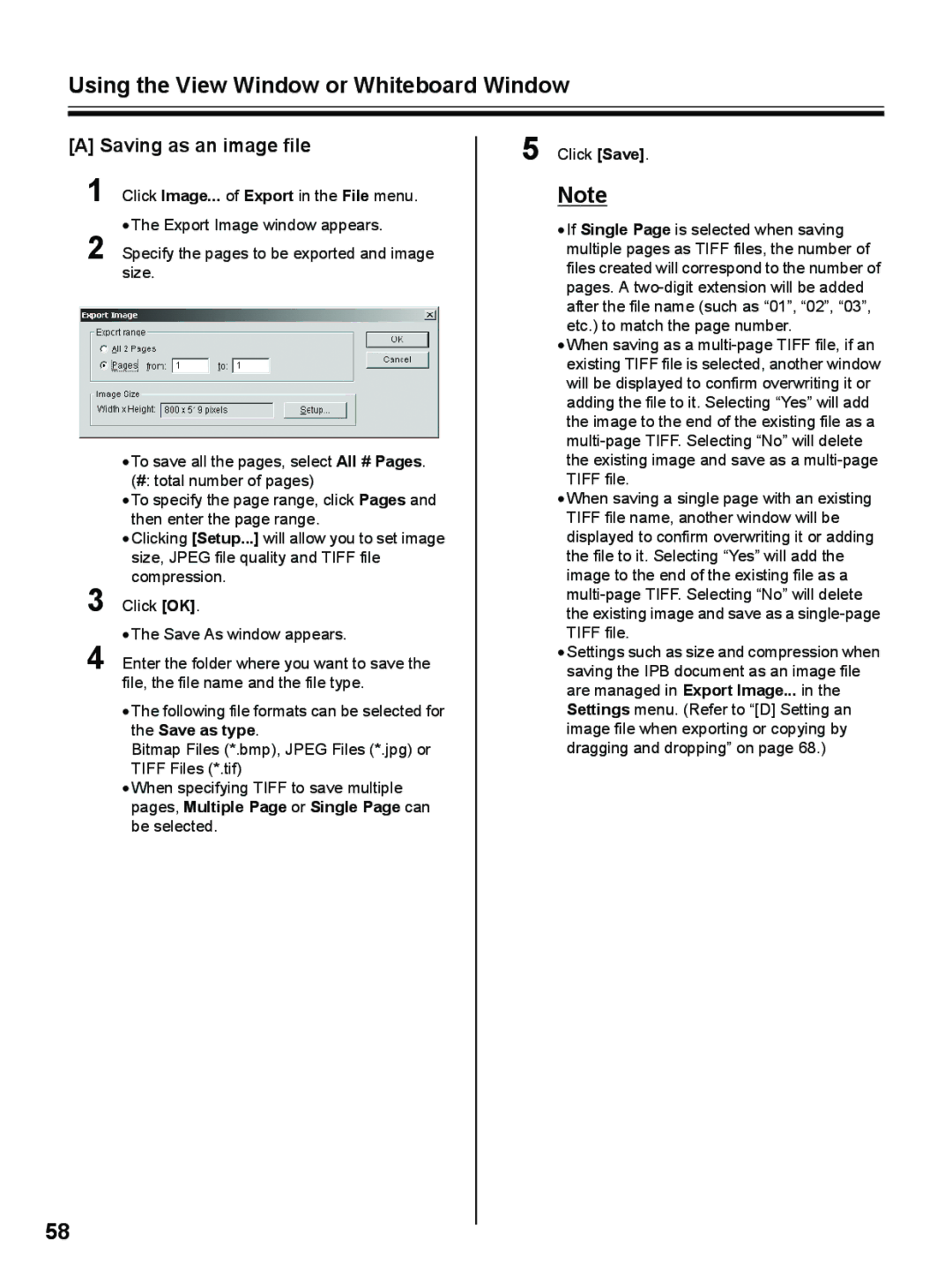 Panasonic UB-8325 operating instructions Saving as an image file 