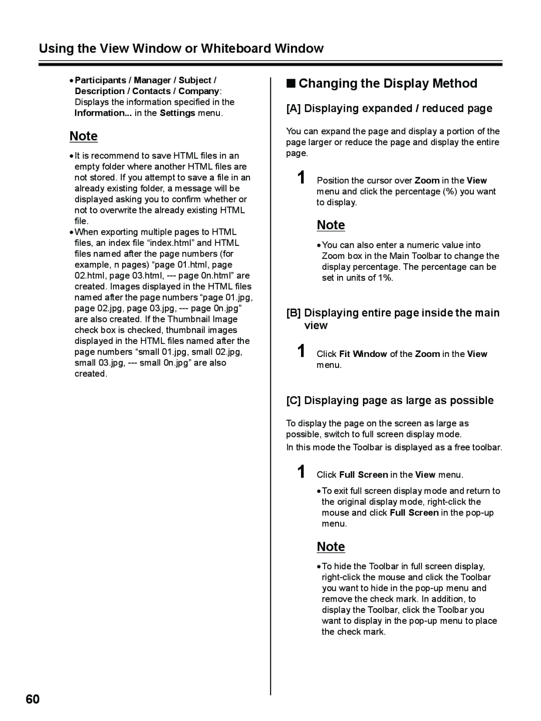 Panasonic UB-8325 Changing the Display Method, Displaying expanded / reduced, Displaying entire page inside the main view 