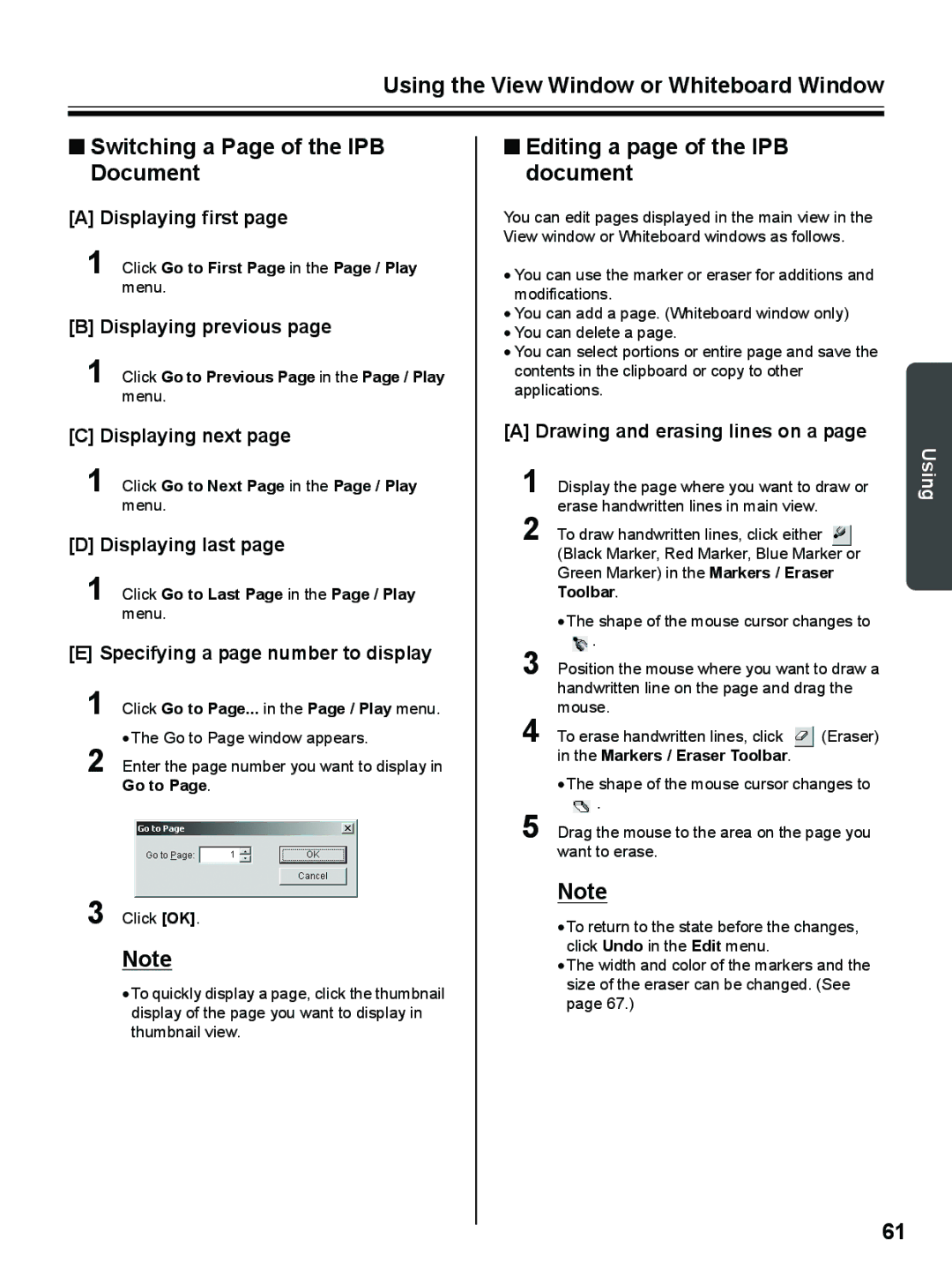 Panasonic UB-8325 operating instructions Editing a page of the IPB document 