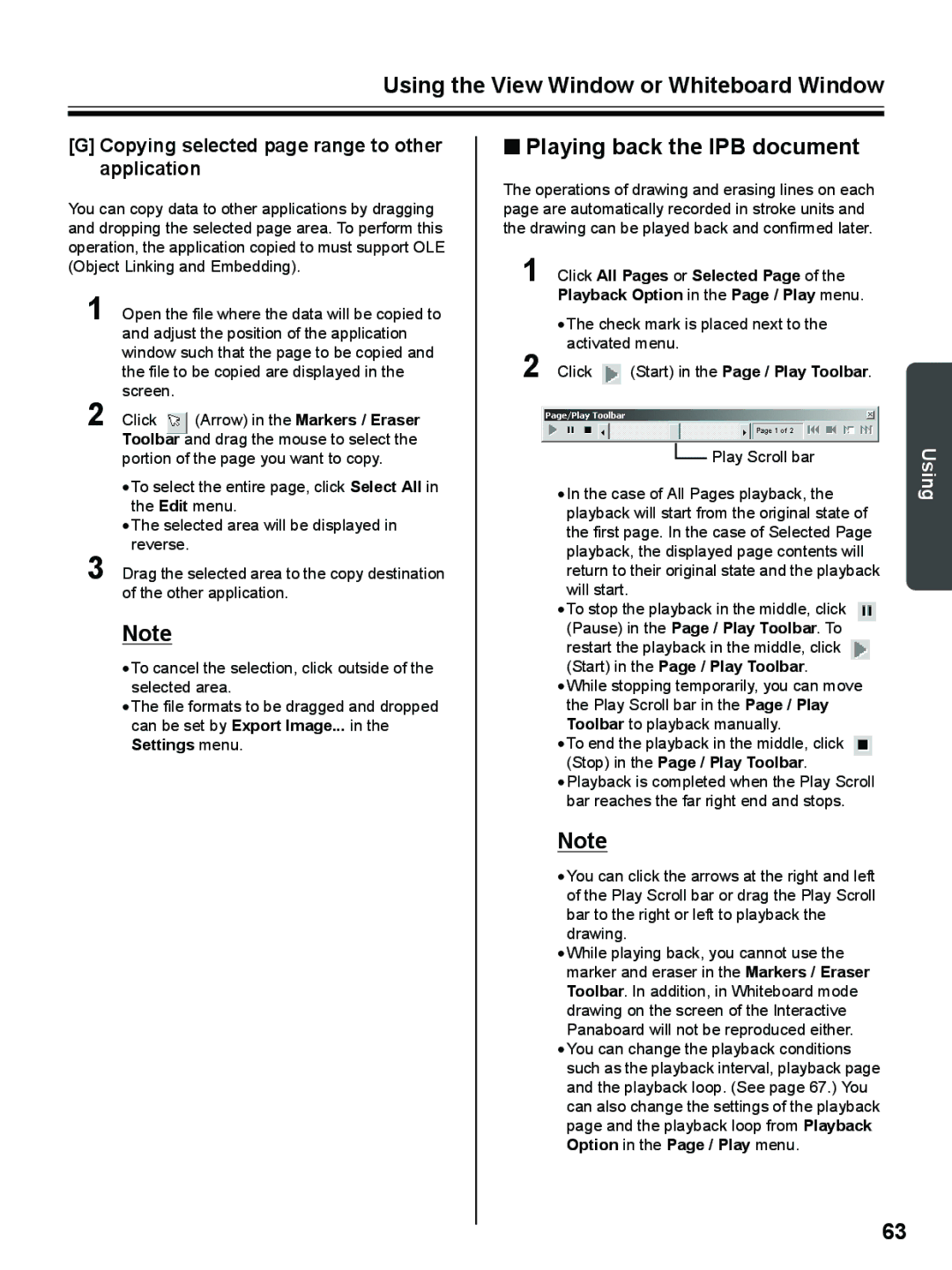 Panasonic UB-8325 operating instructions Playing back the IPB document, Copying selected page range to other application 