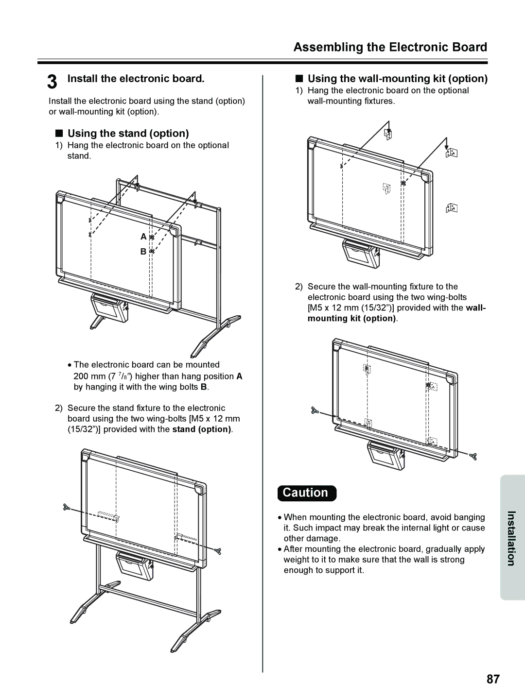 Panasonic UB-8325 Assembling the Electronic Board, Install the electronic board, Using the stand option 