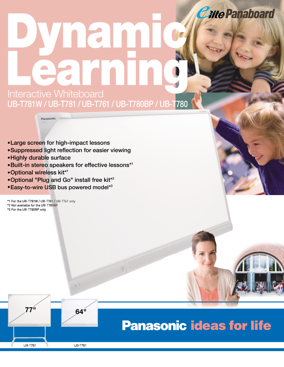 Panasonic manual Dynamic Learning, Interactive Whiteboard, UB-T781W / UB-T781 / UB-T761 / UB-T780BP / UB-T780, 7764 