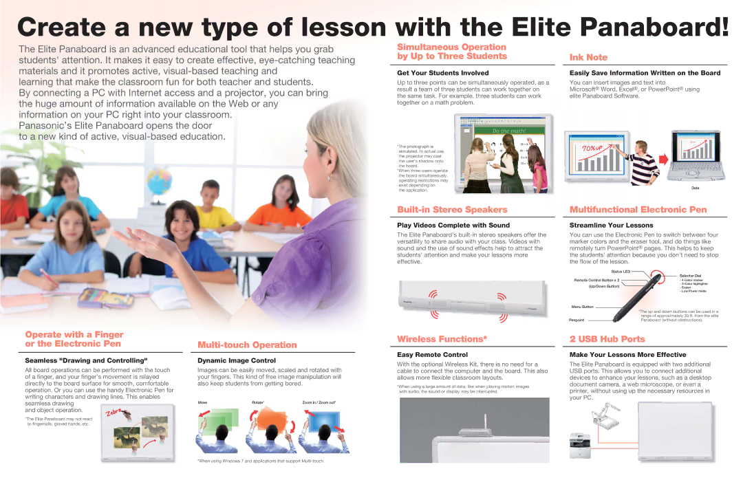 Panasonic UB-T880W manual Create a new type of lesson with the Elite Panaboard 