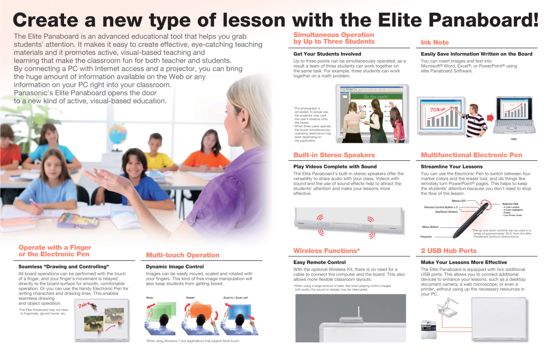 Panasonic UB-T880 manual Create a new type of lesson with the Elite Panaboard, Panasonic’s Elite Panaboard opens the door 