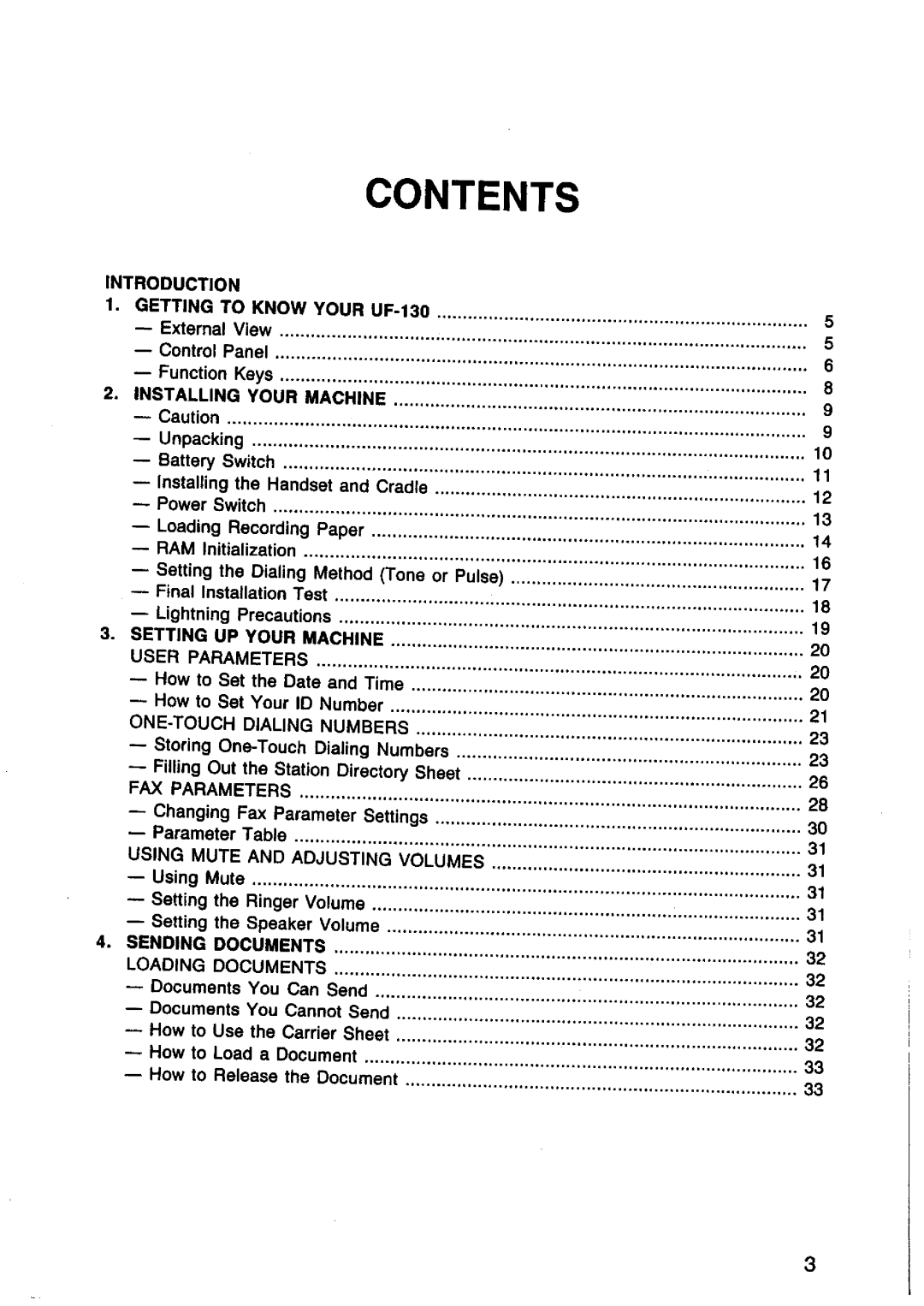 Panasonic UF-130 manual 