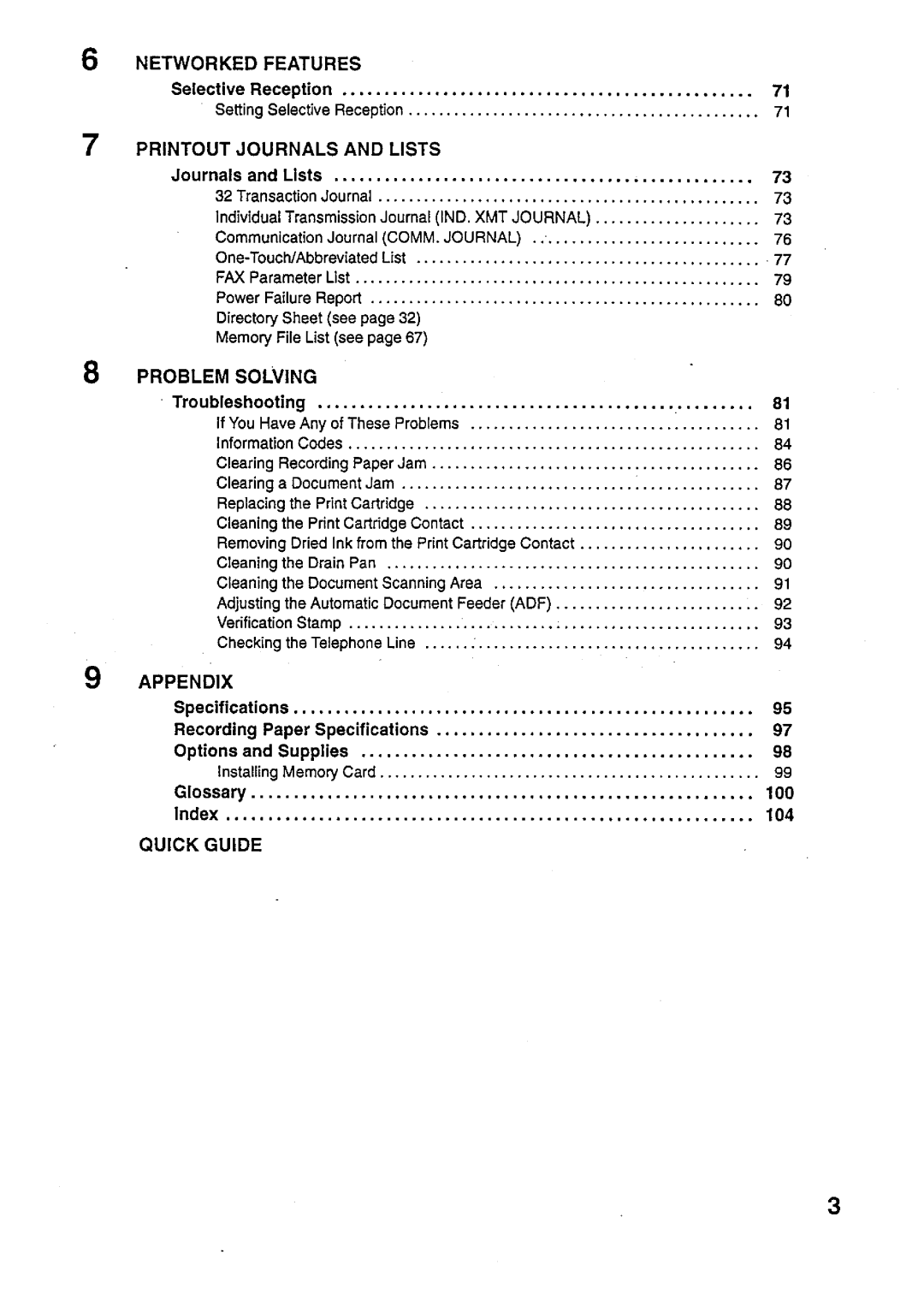 Panasonic UF-321 manual 