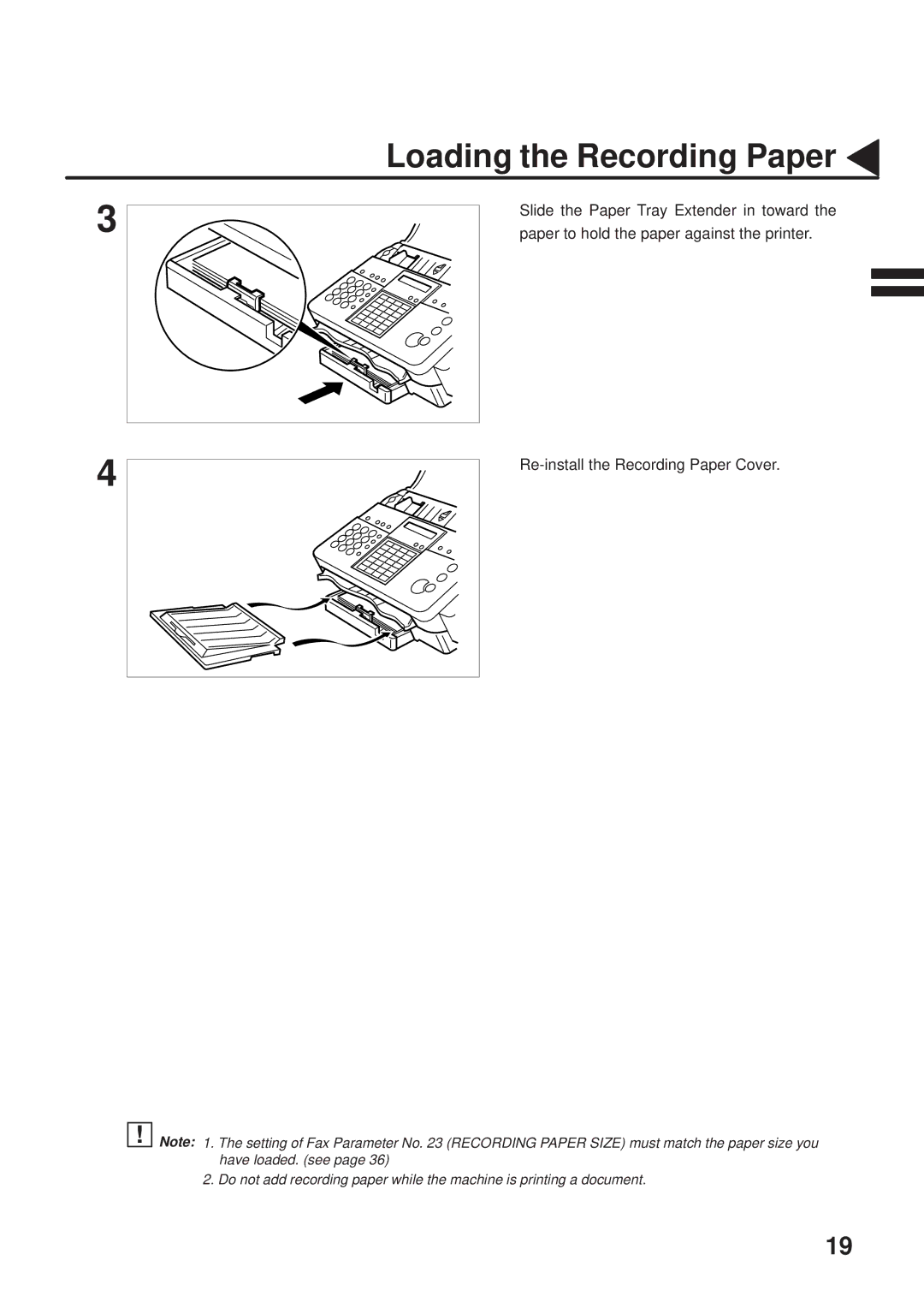 Panasonic UF-333 manual Loading the Recording Paper 