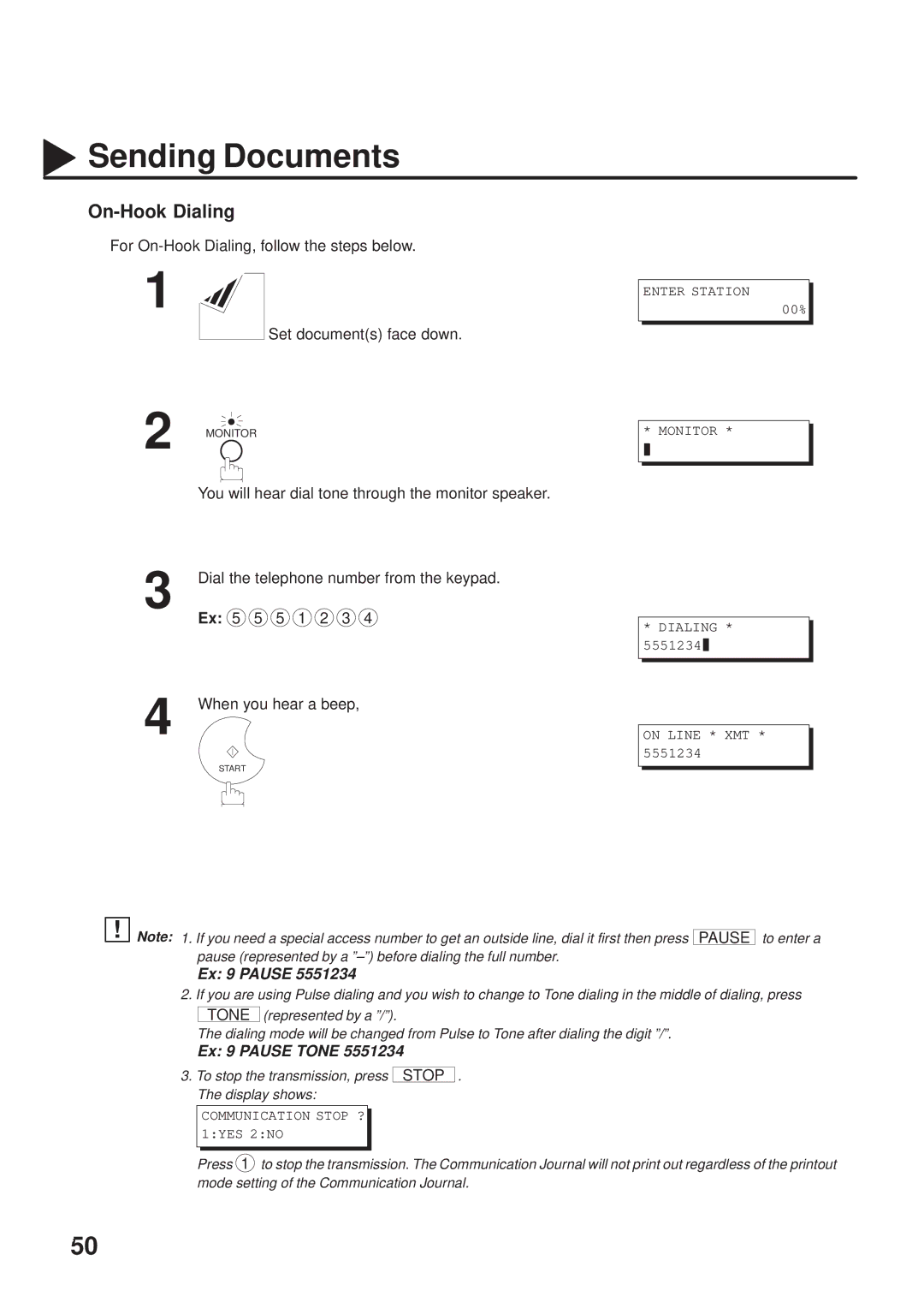 Panasonic UF-333 manual On-Hook Dialing 