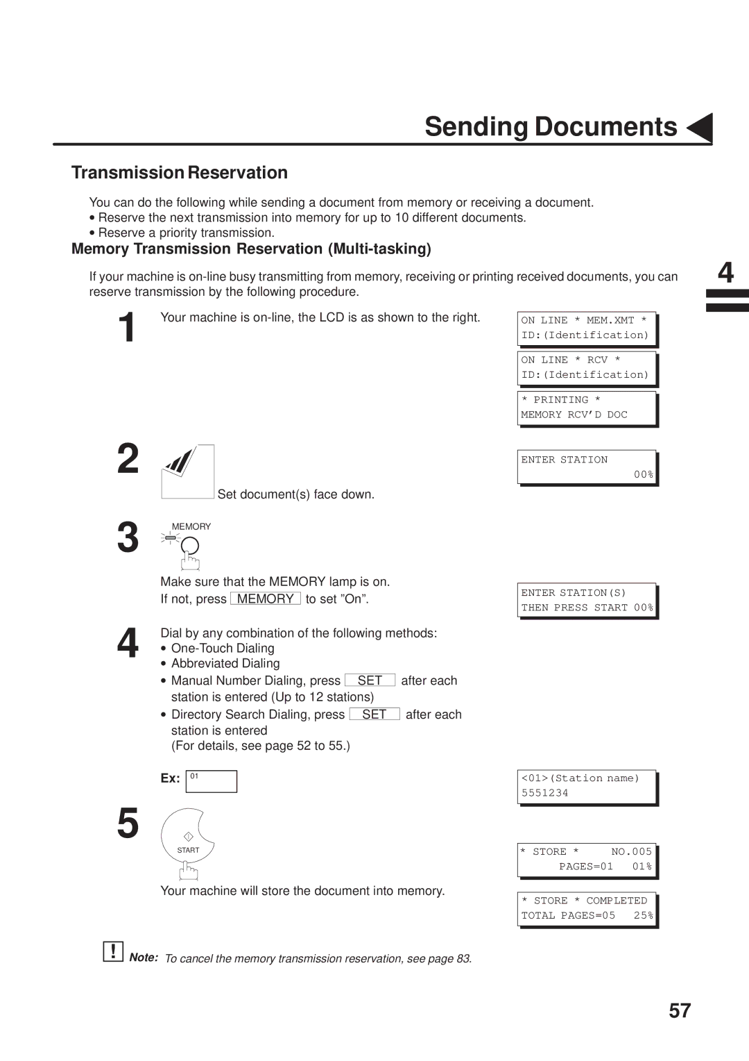 Panasonic UF-333 manual Memory Transmission Reservation Multi-tasking, Your machine will store the document into memory 