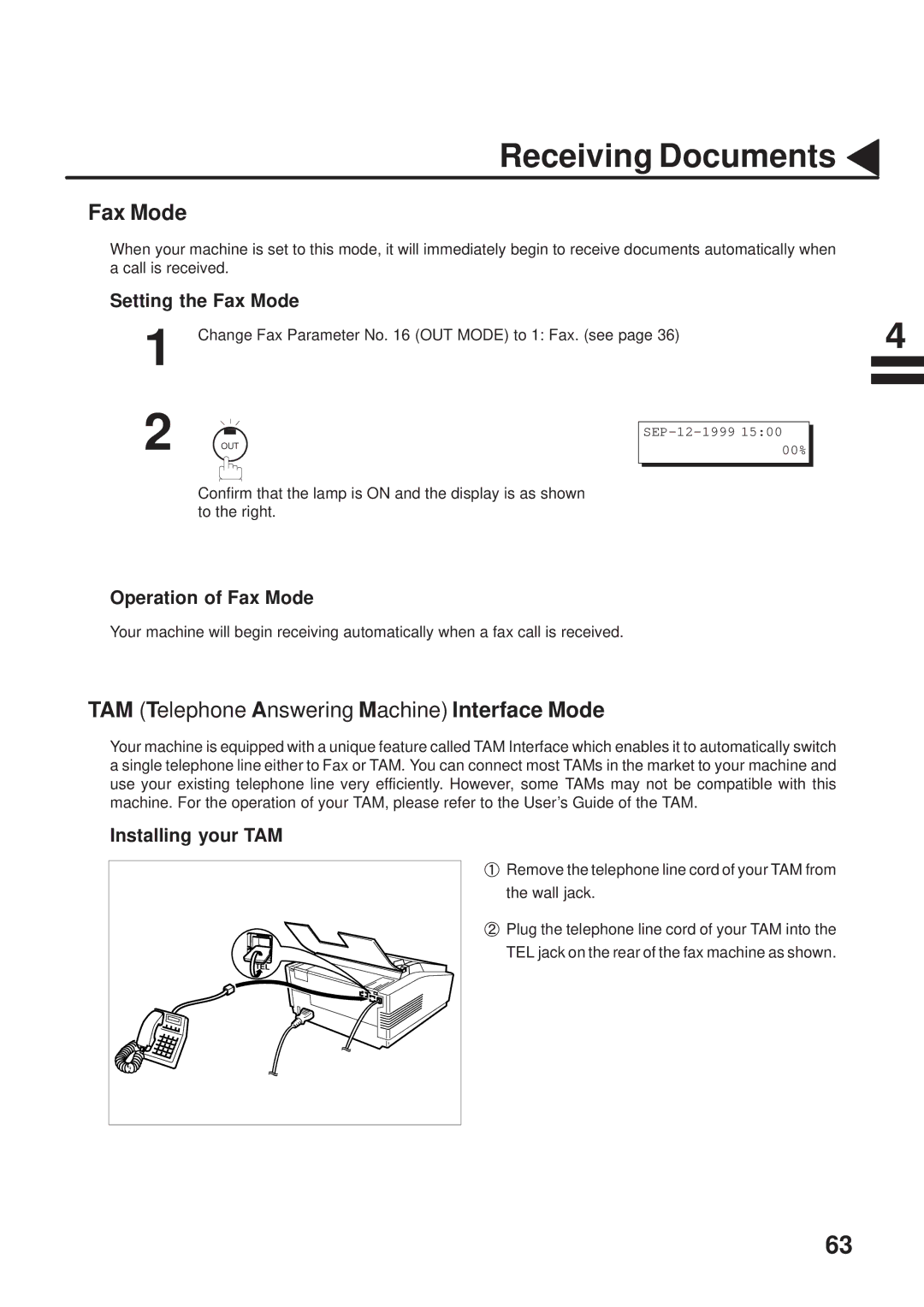 Panasonic UF-333 manual Setting the Fax Mode, Operation of Fax Mode, Installing your TAM 