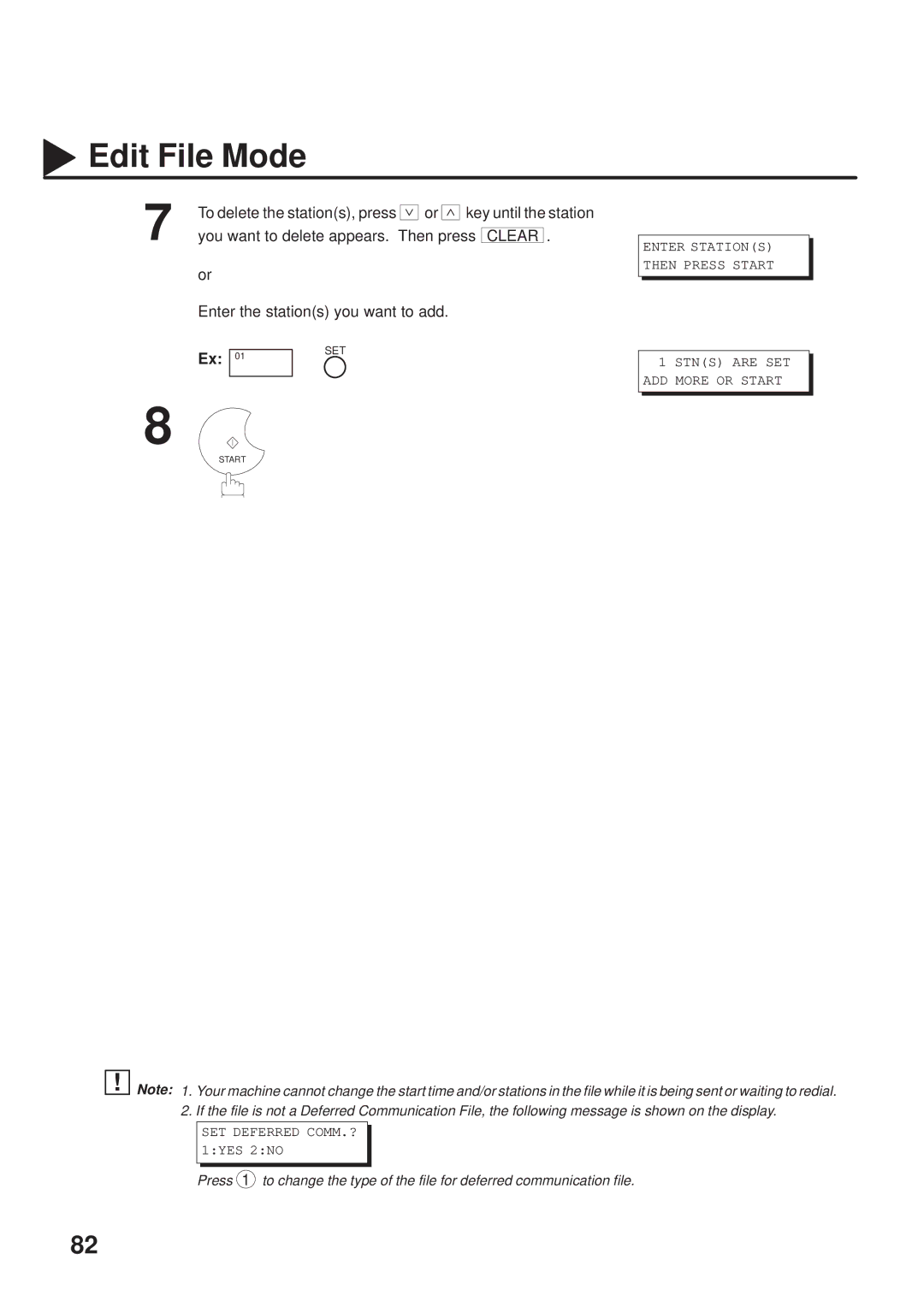 Panasonic UF-333 manual You want to delete appears Then press, Enter the stations you want to add 