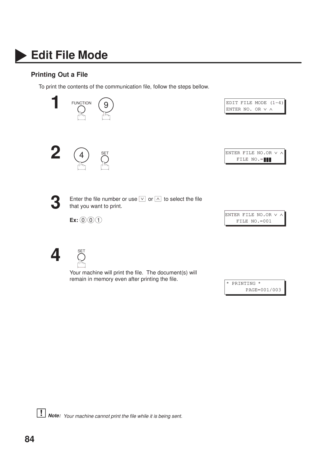 Panasonic UF-333 manual Printing Out a File 