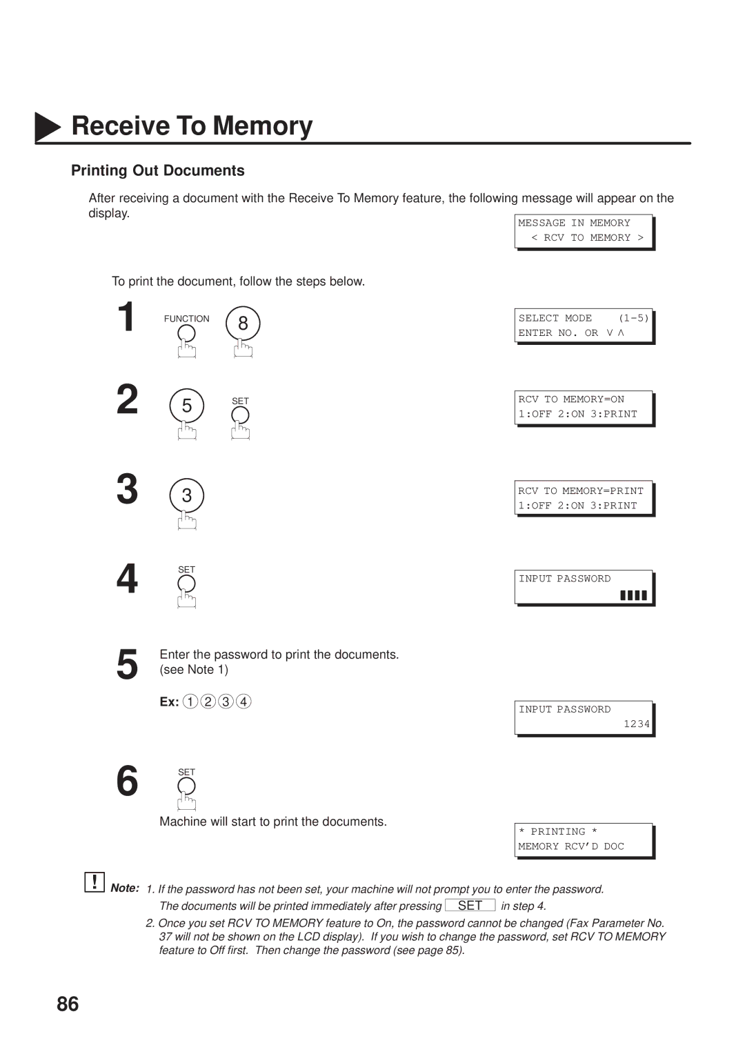 Panasonic UF-333 manual Printing Out Documents, To print the document, follow the steps below 