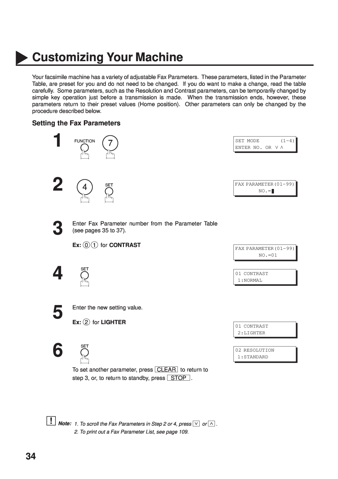 Panasonic UF-333 manual Customizing Your Machine, Setting the Fax Parameters 