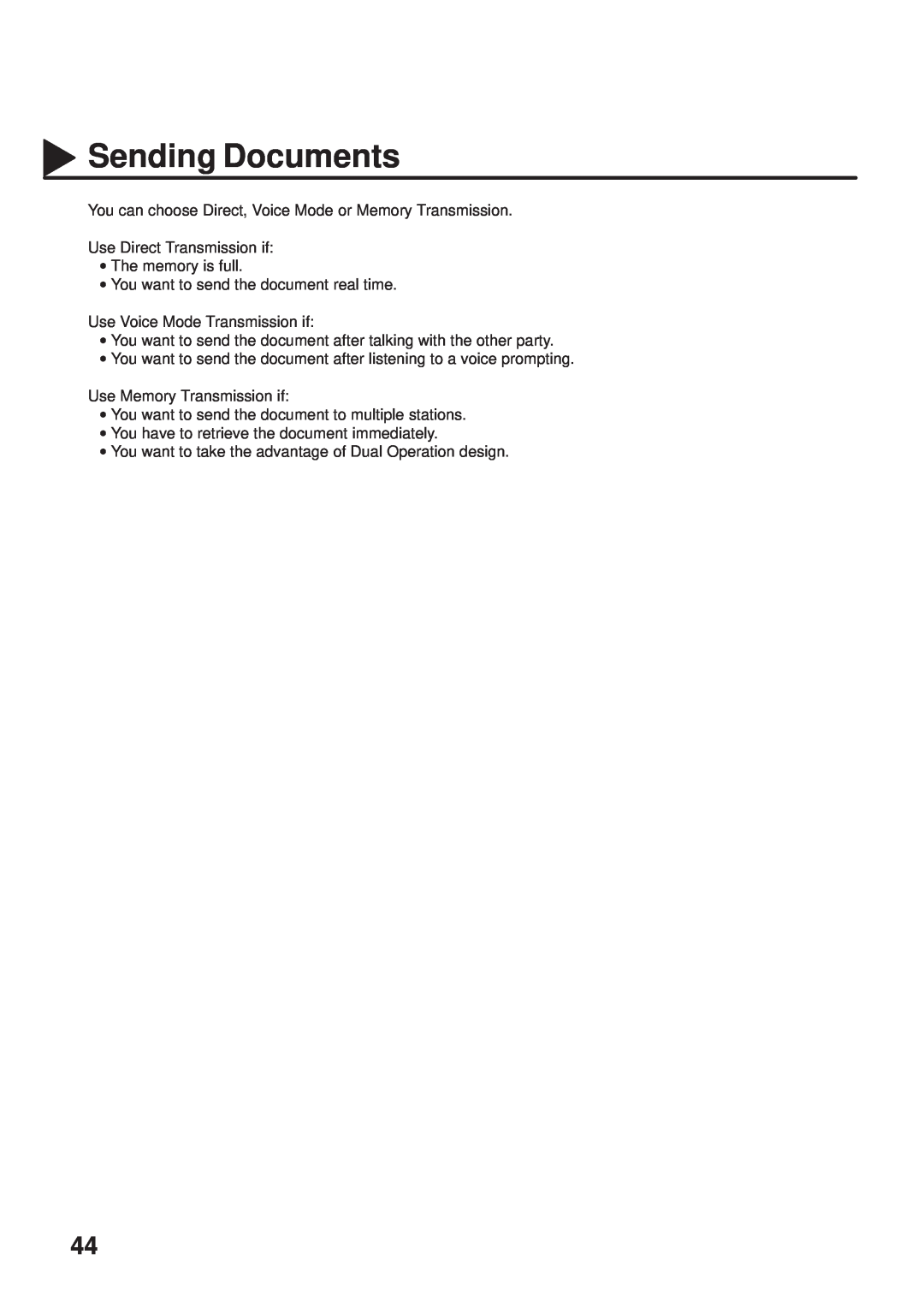 Panasonic UF-333 manual Sending Documents 