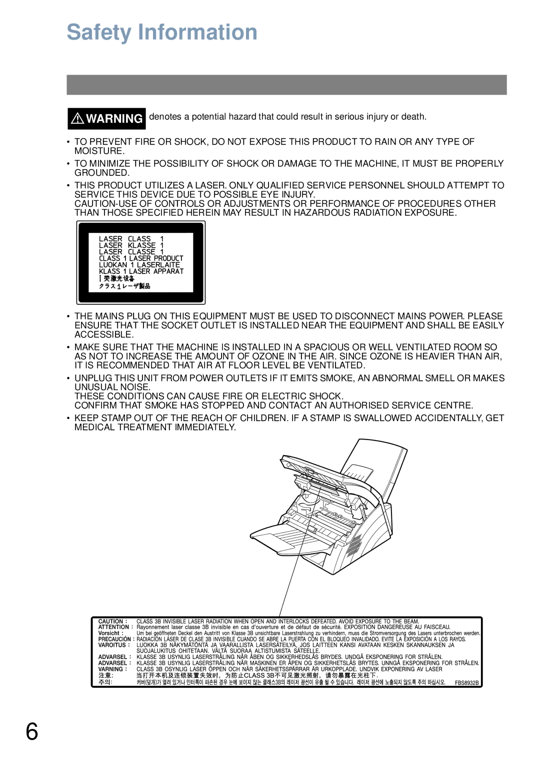 Panasonic UF-4100 manual Safety Information 