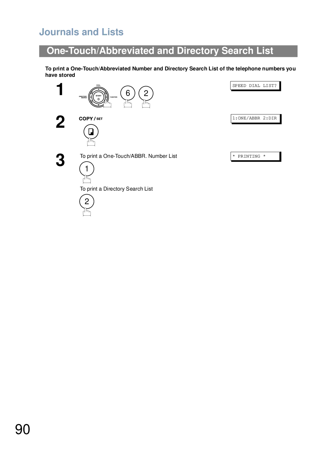 Panasonic UF-4100 manual One-Touch/Abbreviated and Directory Search List 