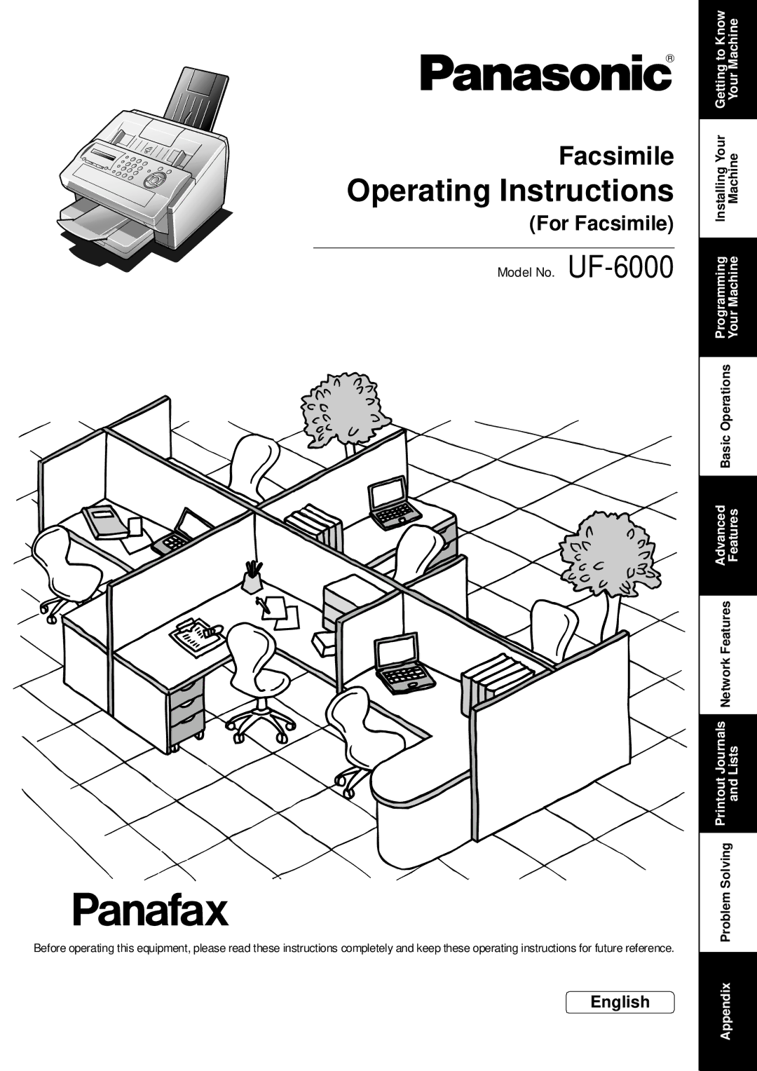 Panasonic appendix Operating Instructions, Model No. UF-6000 