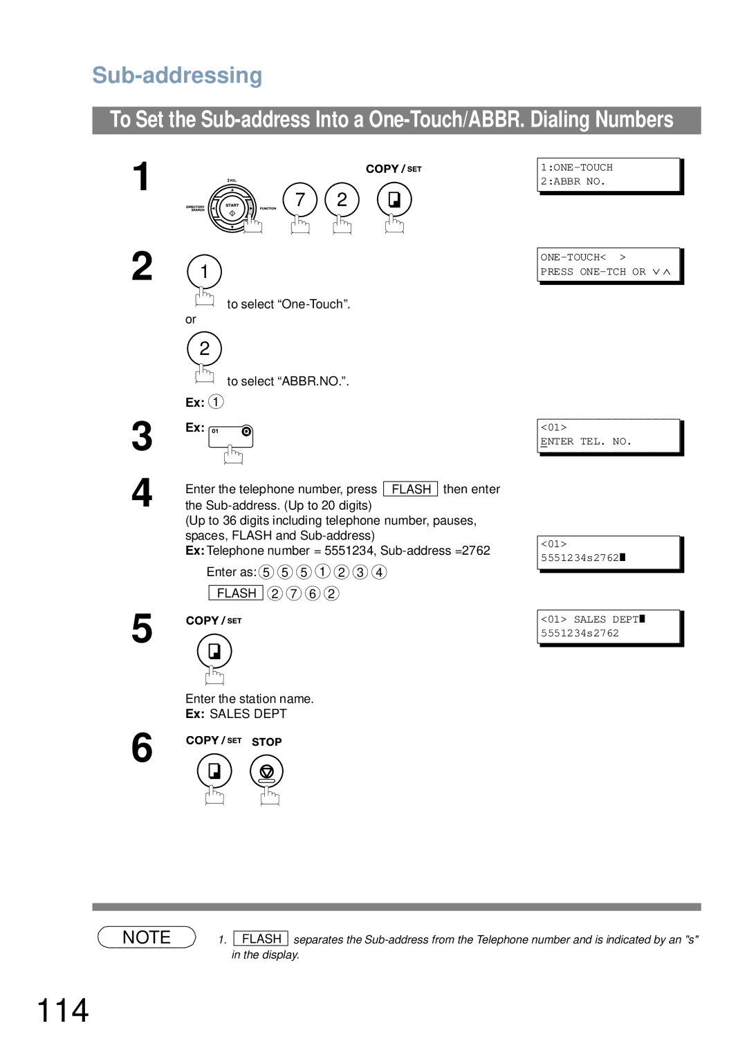 Panasonic UF-6000 appendix 114, To select One-Touch 