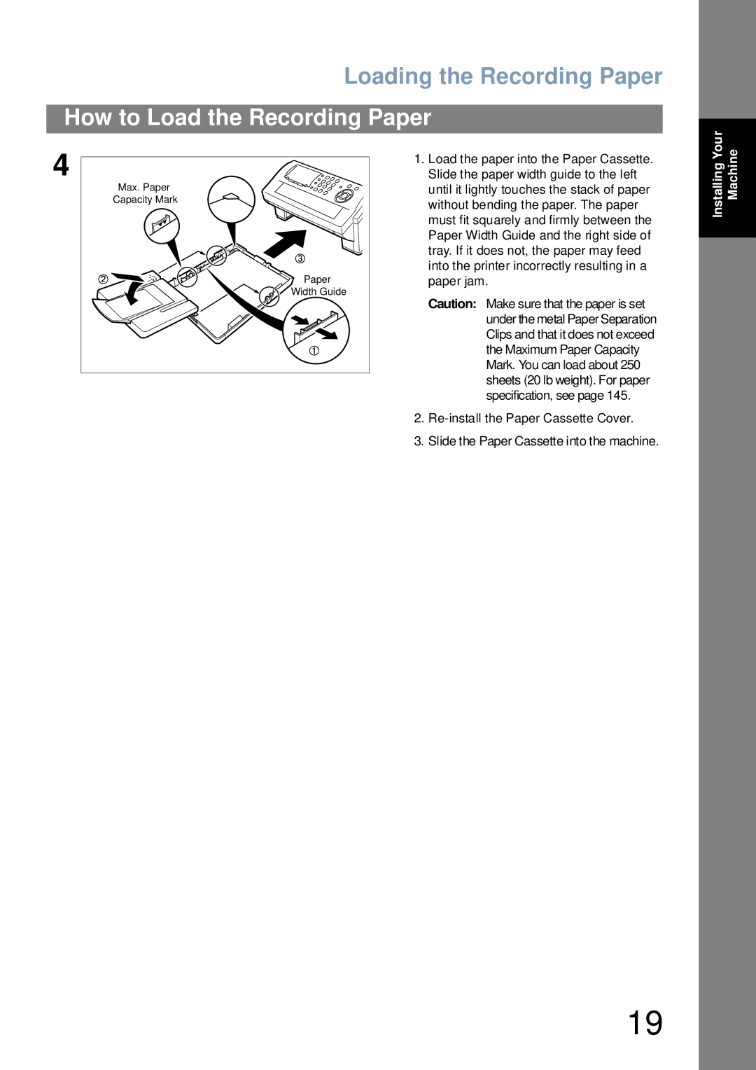 Panasonic UF-6000 appendix Loading the Recording Paper 