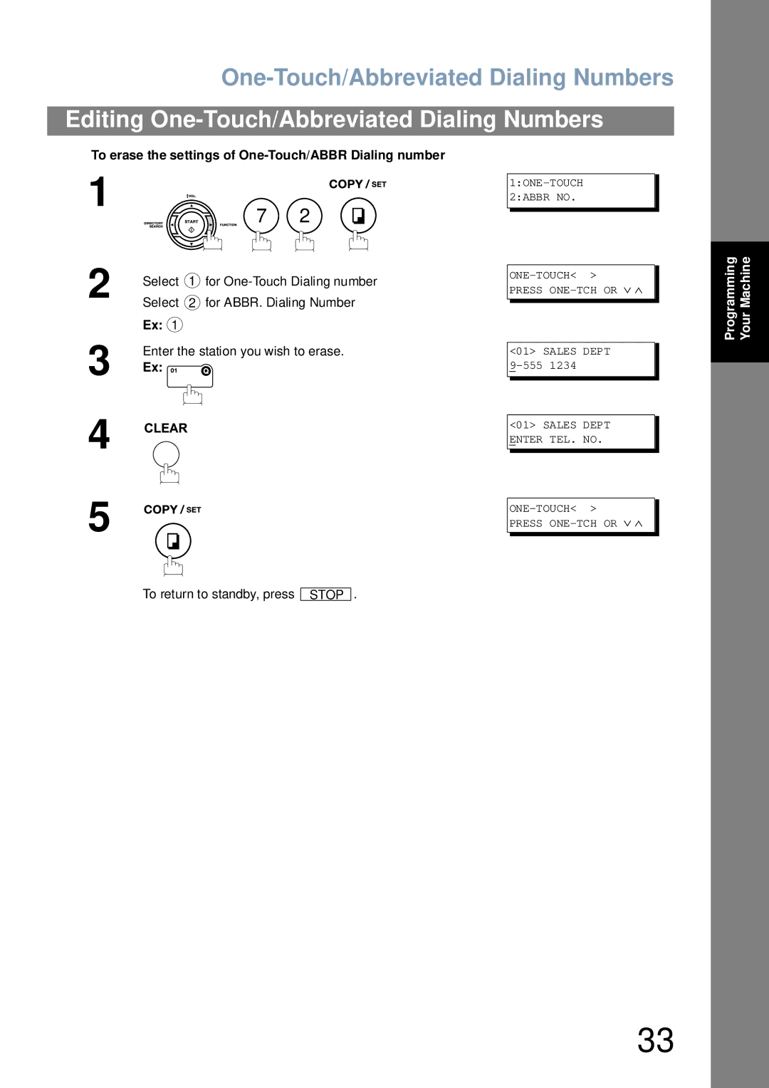 Panasonic UF-6000 appendix To erase the settings of One-Touch/ABBR Dialing number, Enter the station you wish to erase 